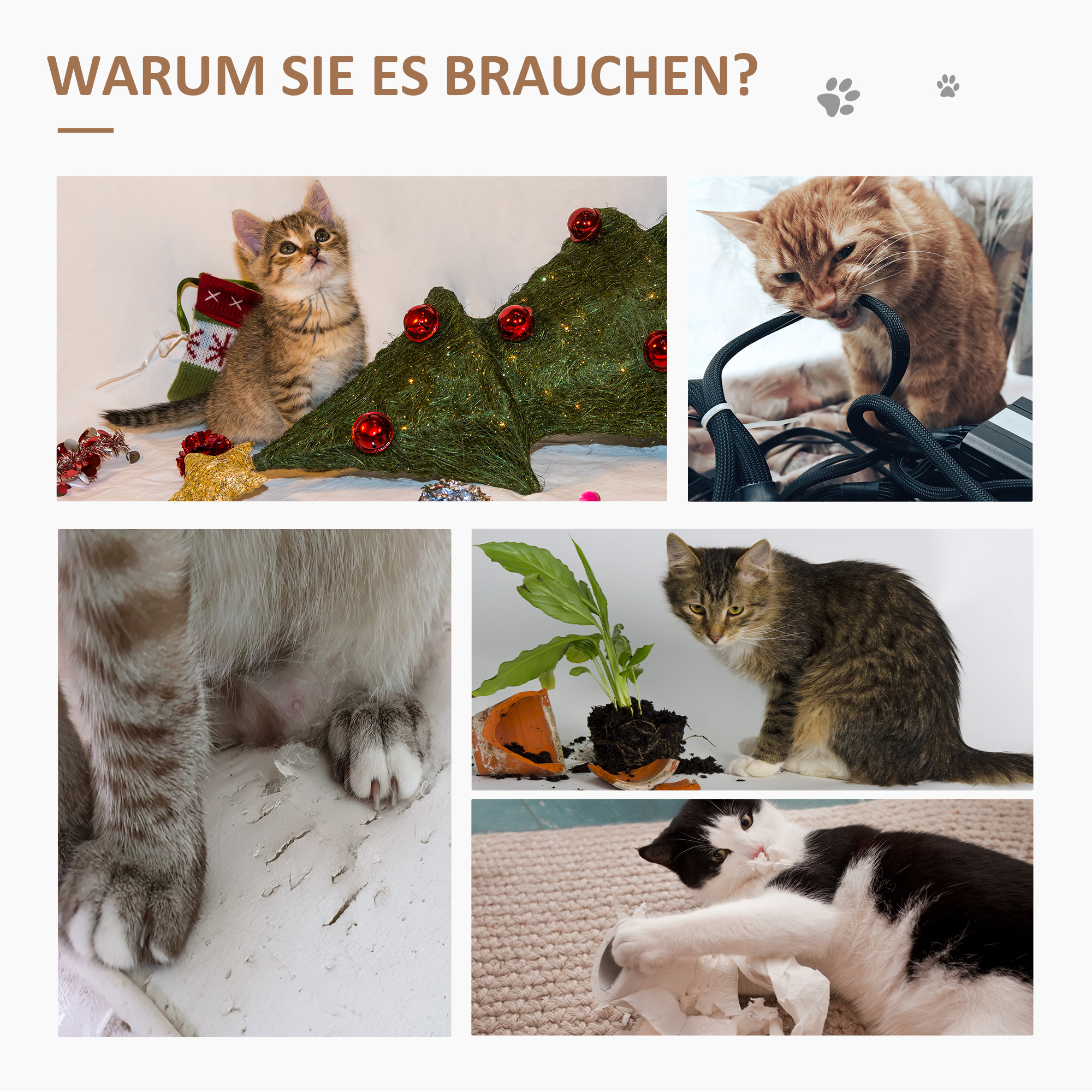 Katzenbaum Katzenkratzbaum Katzen Kletterbaum Kratzbaum Spielzeug Tunnel Beige L50 x B40 x H105 cm