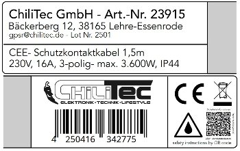 CEE Adapter auf Schutzkontakt-Stecker, 230V, H07RNF 3G2,5, 1,5m Kabel