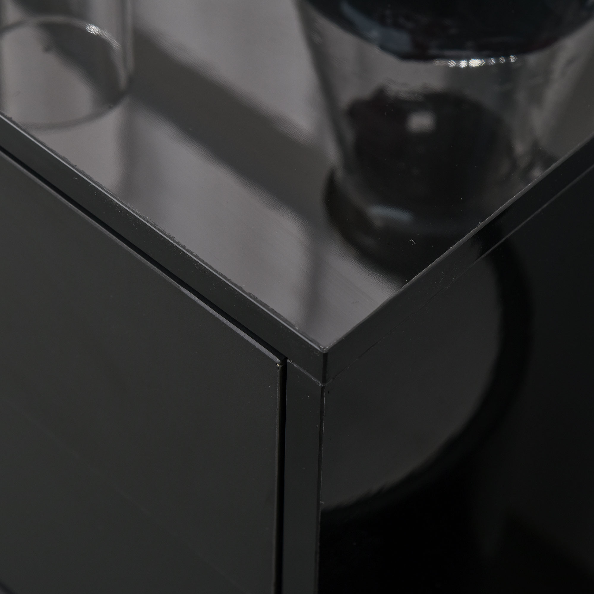 Aufbewahrungsschrank mit 2 Schubladen, 2 Türen, mit Kippschutz, für Wohnzimmer, Schlafzimmer, 79 x 36 x 74 cm, Schwarz