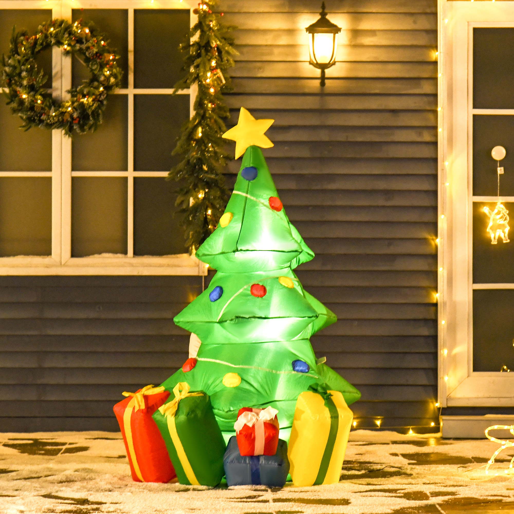 Aufblasbare Weihnachtsdekoration mit LED-Licht, Geschenken, 150 cm Wasserdicht für Weihnachtsfeiern