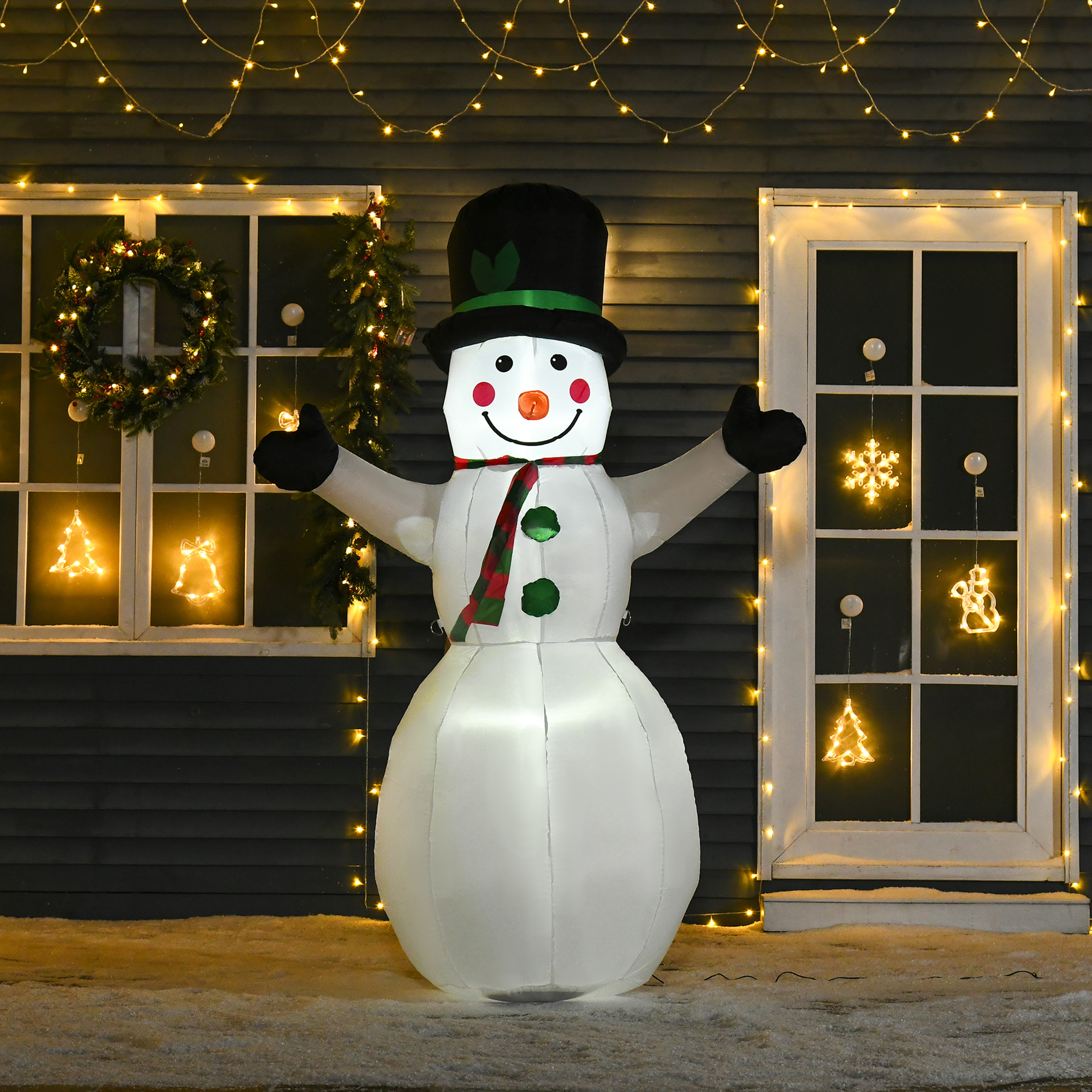 Schneemann Weihnachtsdekoration Weihnachtsdeko, inkl. Gebläse, bunte LED´s, selbstaufblasend 1, m, Mehrfarbig