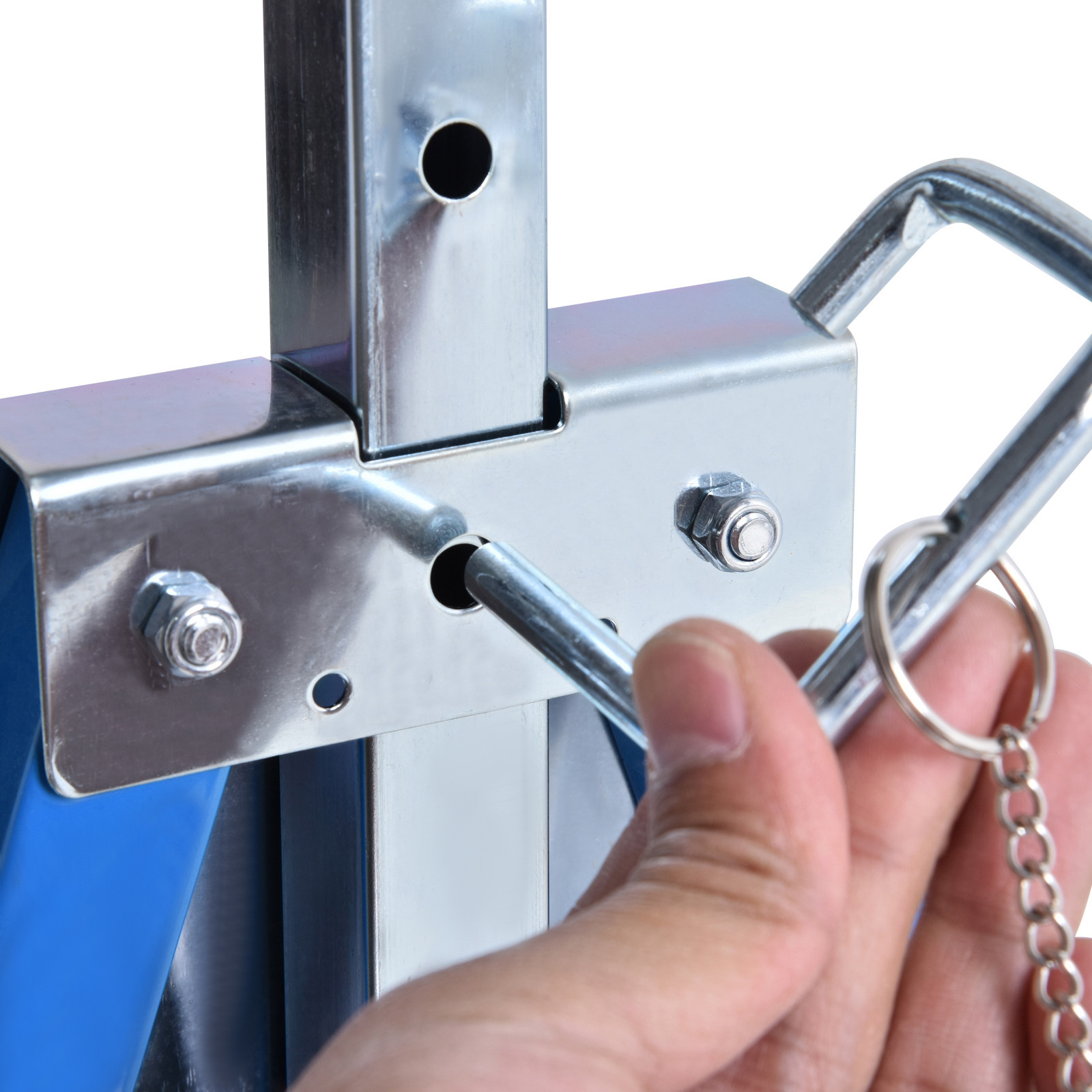 2er Set Arbeitsbock Belastbarkeit bis 200 kg klappbar Sägebock höhenverstellbar 80-130 cm Gerüstbock aus Stahl Unterstellbock Klappbock Stützbock Blau