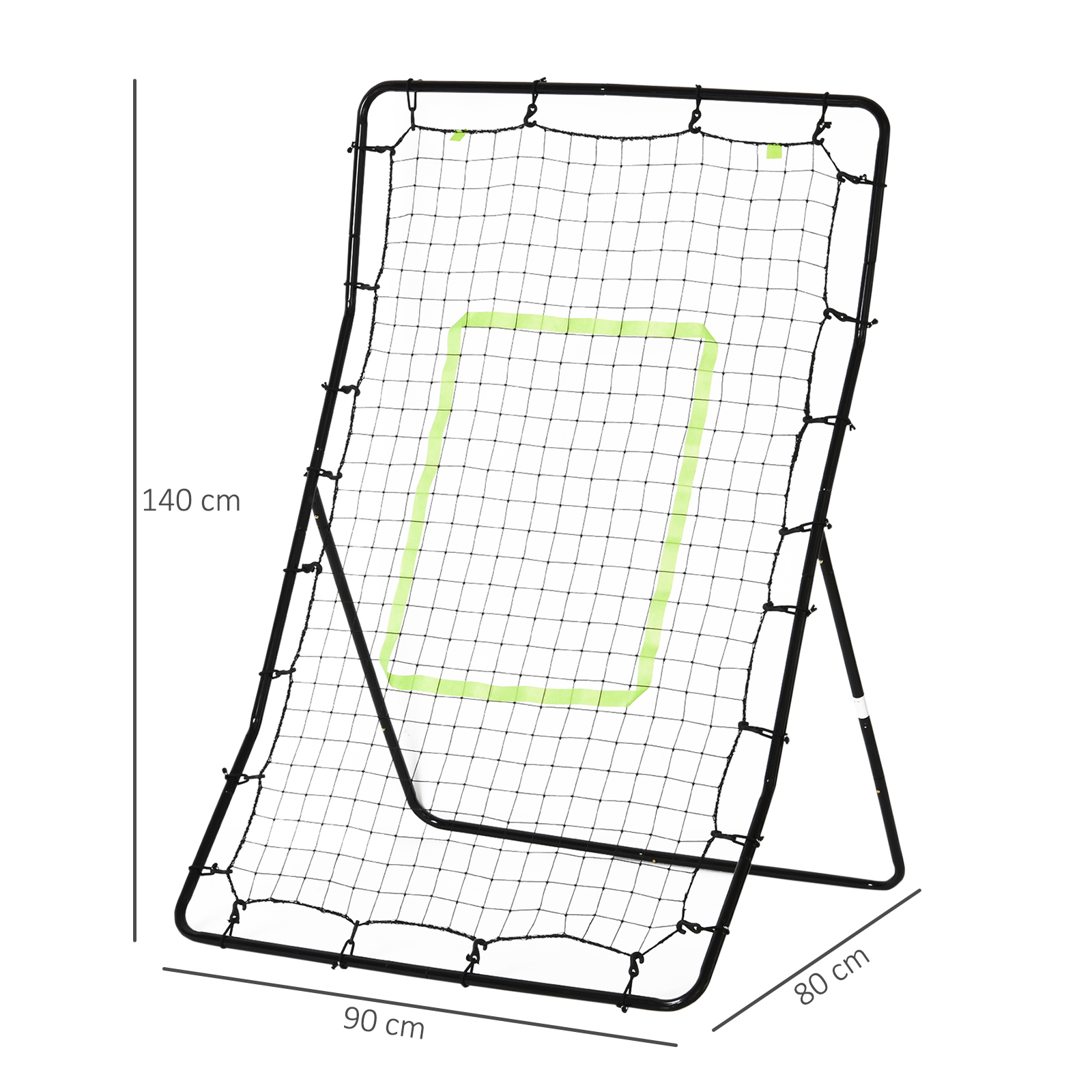Baseball Rebounder, Tragebar Softball Pitchback-Netz, Rückprallnetz mit Ziel Zone, verstellbarem Winkel Pitching Netz für Basebälle Softbälle, Metall, Schwarz