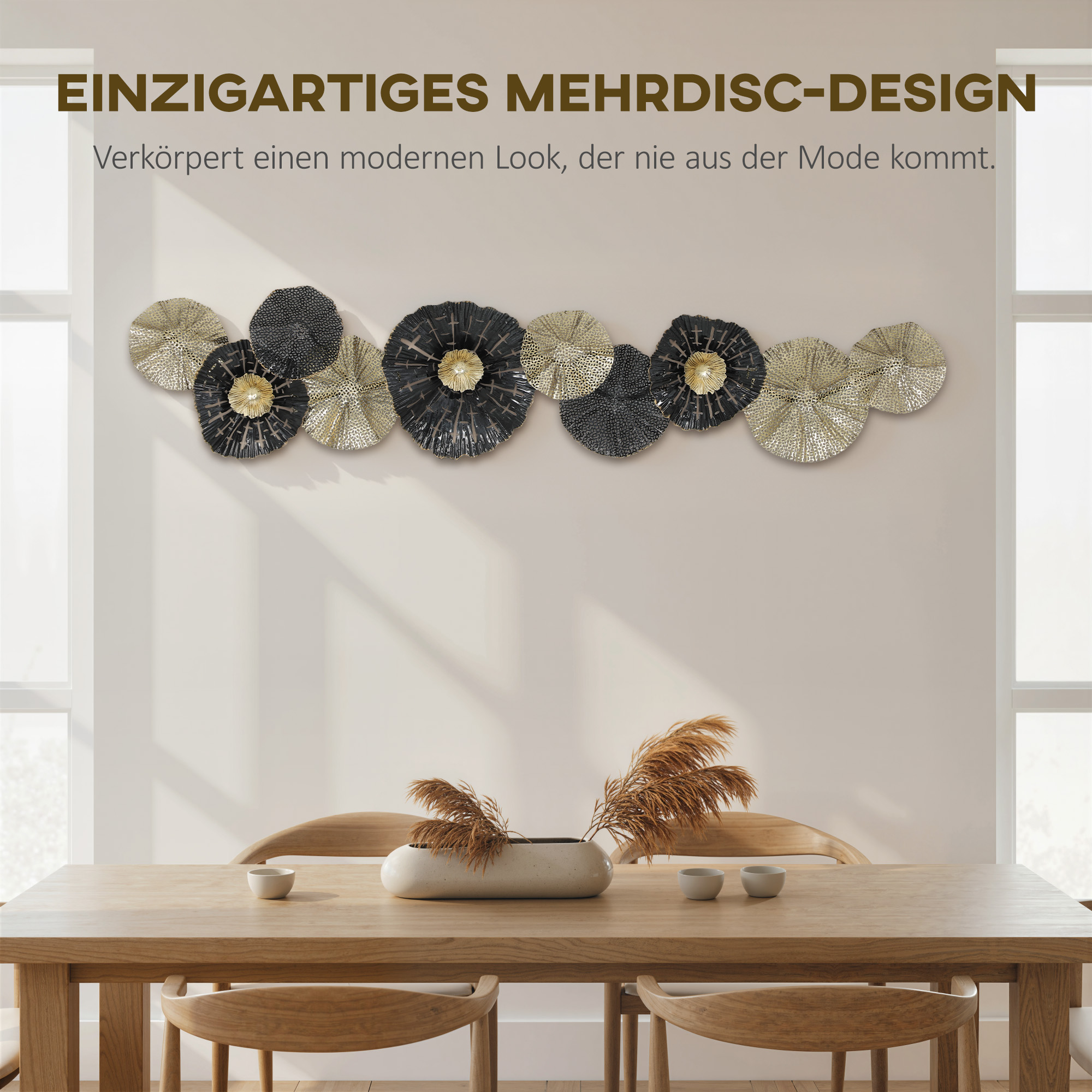 Wandbild, Wandschmuck mit Metallrahmen, moderner Stil, Schwarz+Gold