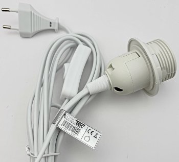 Netzkabel mit Schalter und E27 Fassung, 1,4m + 2m lang, weiß