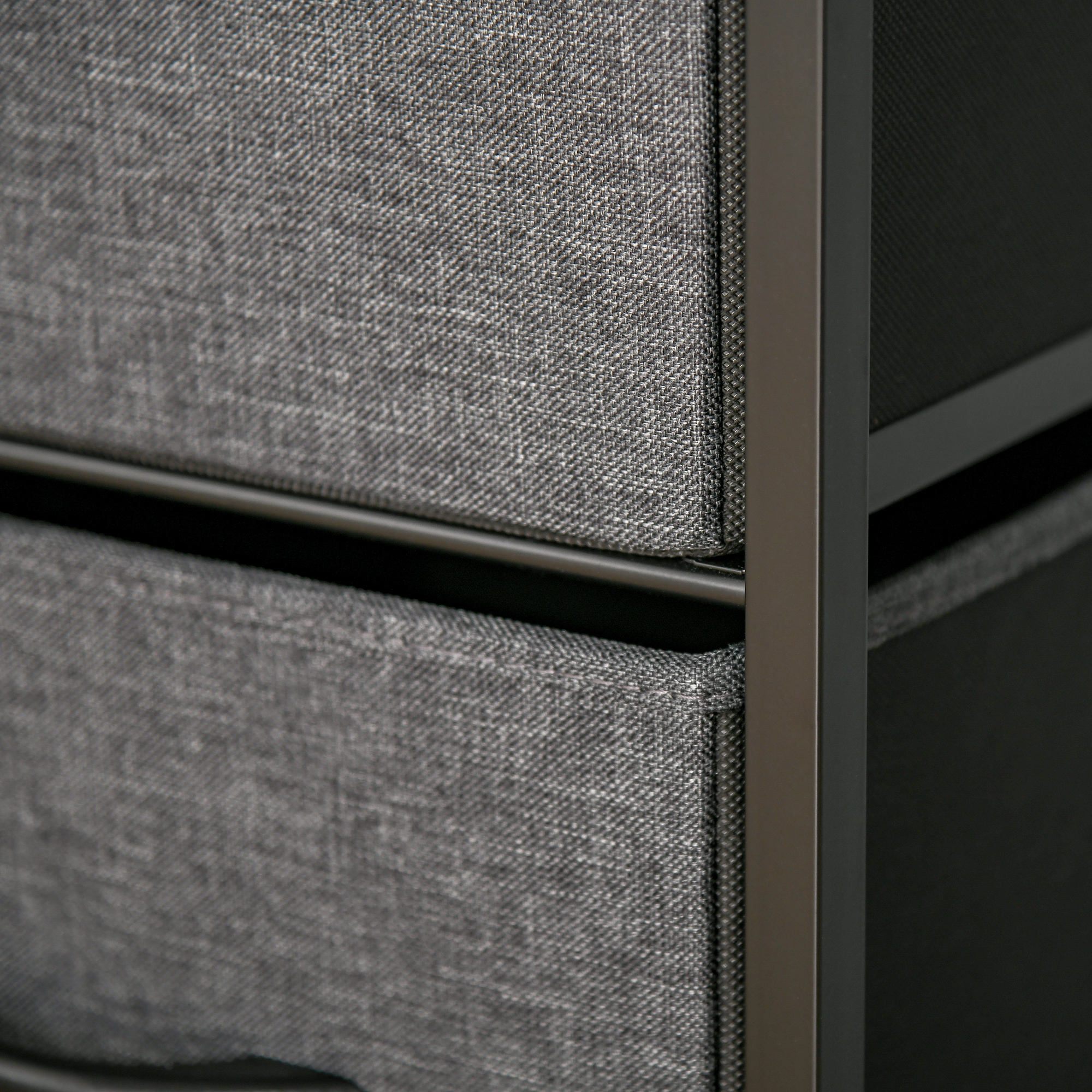 Kommode mit 4 Schubladen aus Leinen Aufbewahrungsschrank mit Ablage Griffen Schwarz