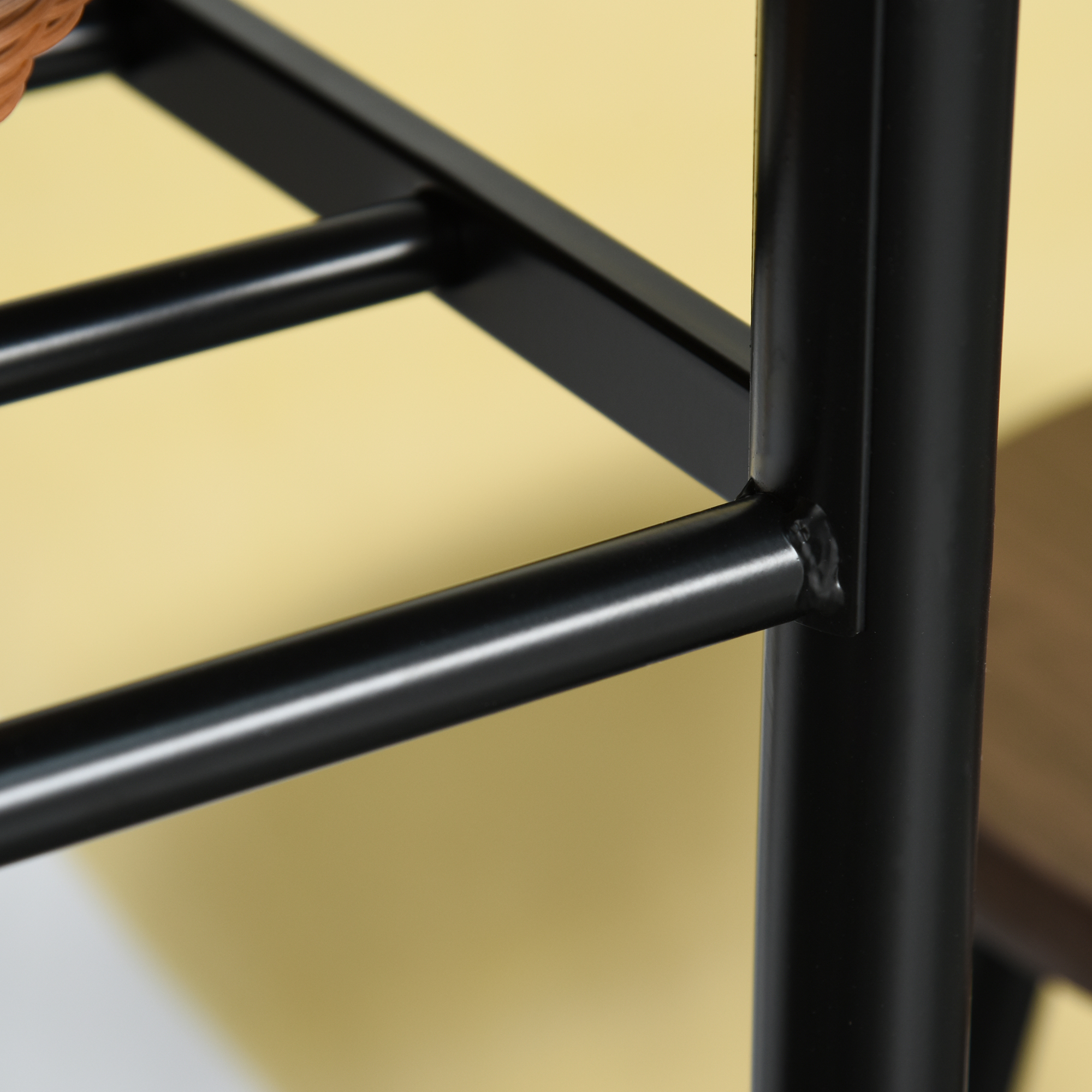 Bargarnitur, 3-teilig, Tisch & 2 Hocker, Regal, Industrie-Design, Schwarz/Eiche