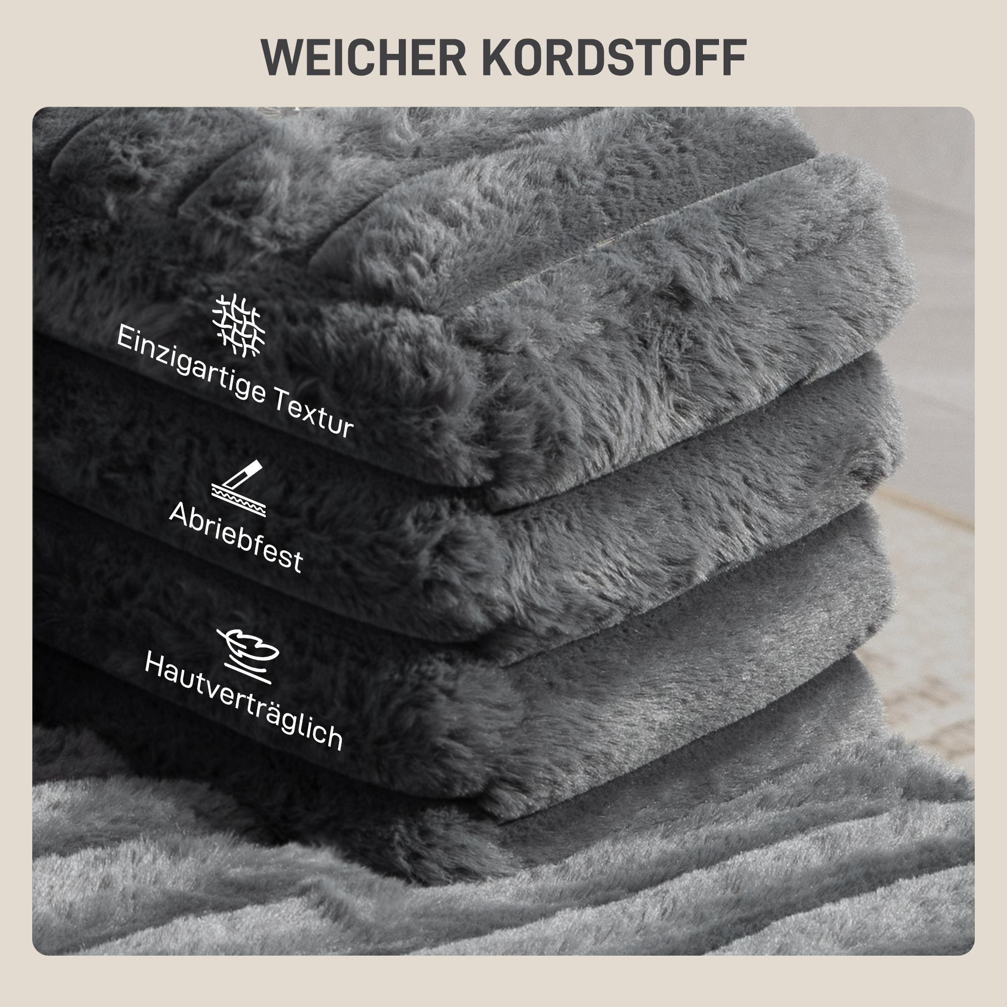 Chaiselongue 2 Sitzer Groß Schlafsofa 134 x 151 cm mit Becherhalter für Wohnzimmer, Grau