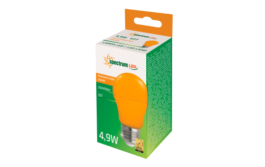 LED-Glühlampe, E27, 230V, 4,9W, 270°, orange