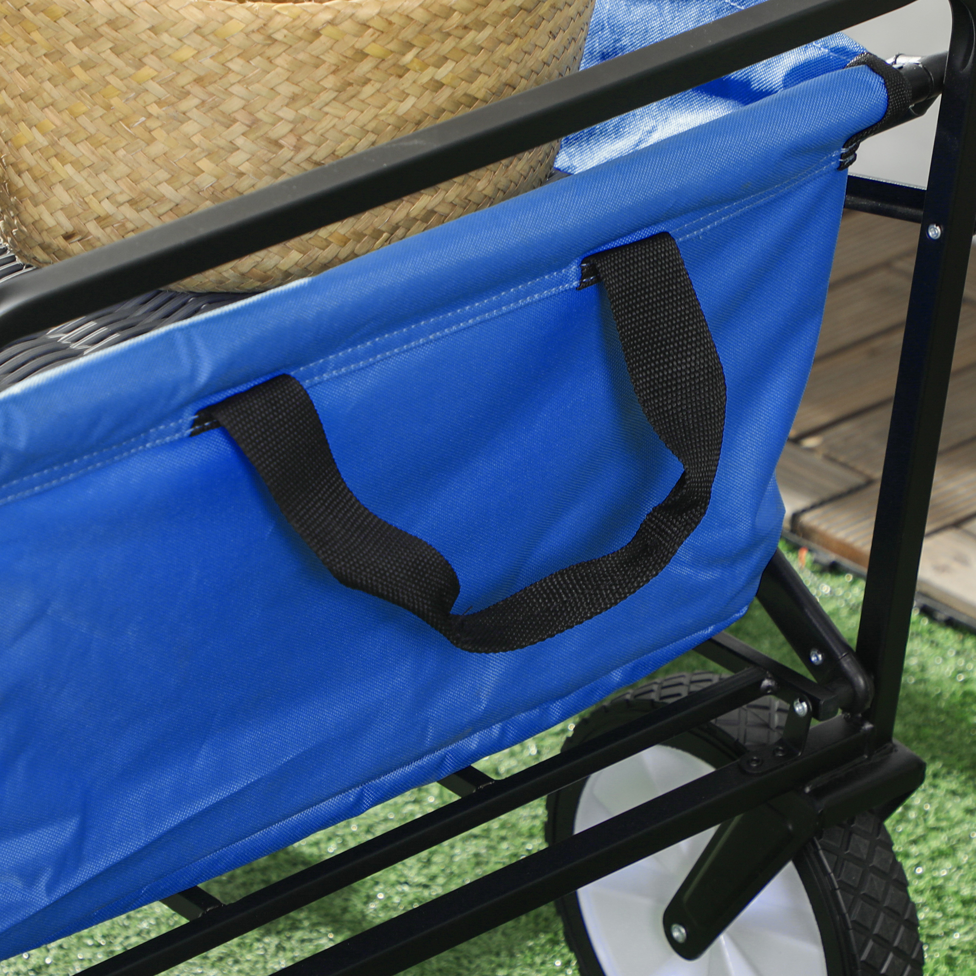 Bollerwagen Handwagen mit faltbar Bremsen Verstellbarem Griff Transportwagen 68 KG Belastbar, Strandwagen Gartenwagen für Strand Garten Einkauf Shopping