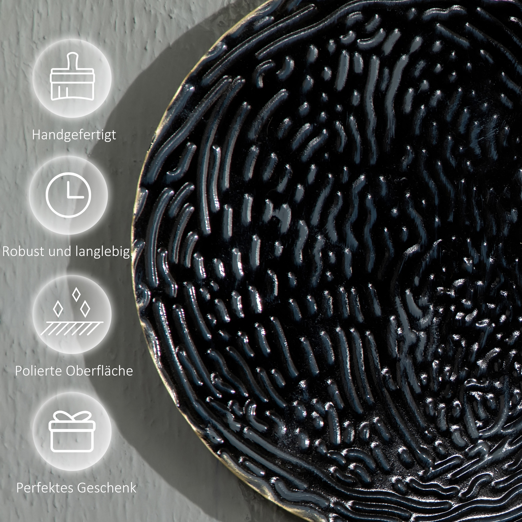 3D-Wanddekoration mit Kreisen 121 cm x 4 cm x 53 cm Metall Blau + Schwarz