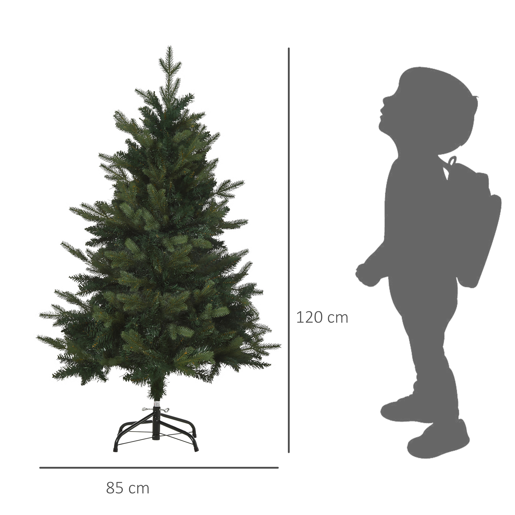 Weihnachtsbaum Christbaum Kunsttanne, 1,2 m, inkl, Ständer, Ø85 cm x 120 cm, Grün