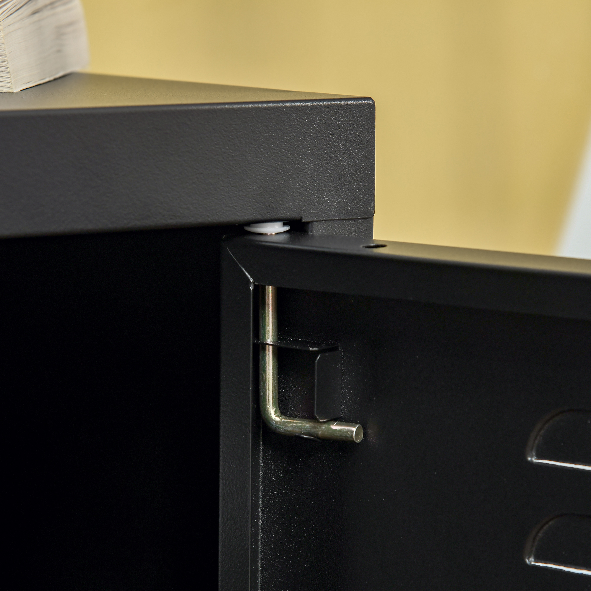 Nachttisch, Beistelltisch mit verstellbarem Regal, Tür, Nachtschrank für Schlafzimmer, Wohnzimmer, Metall, Schwarz, 50 x 40 x 47,5 cm