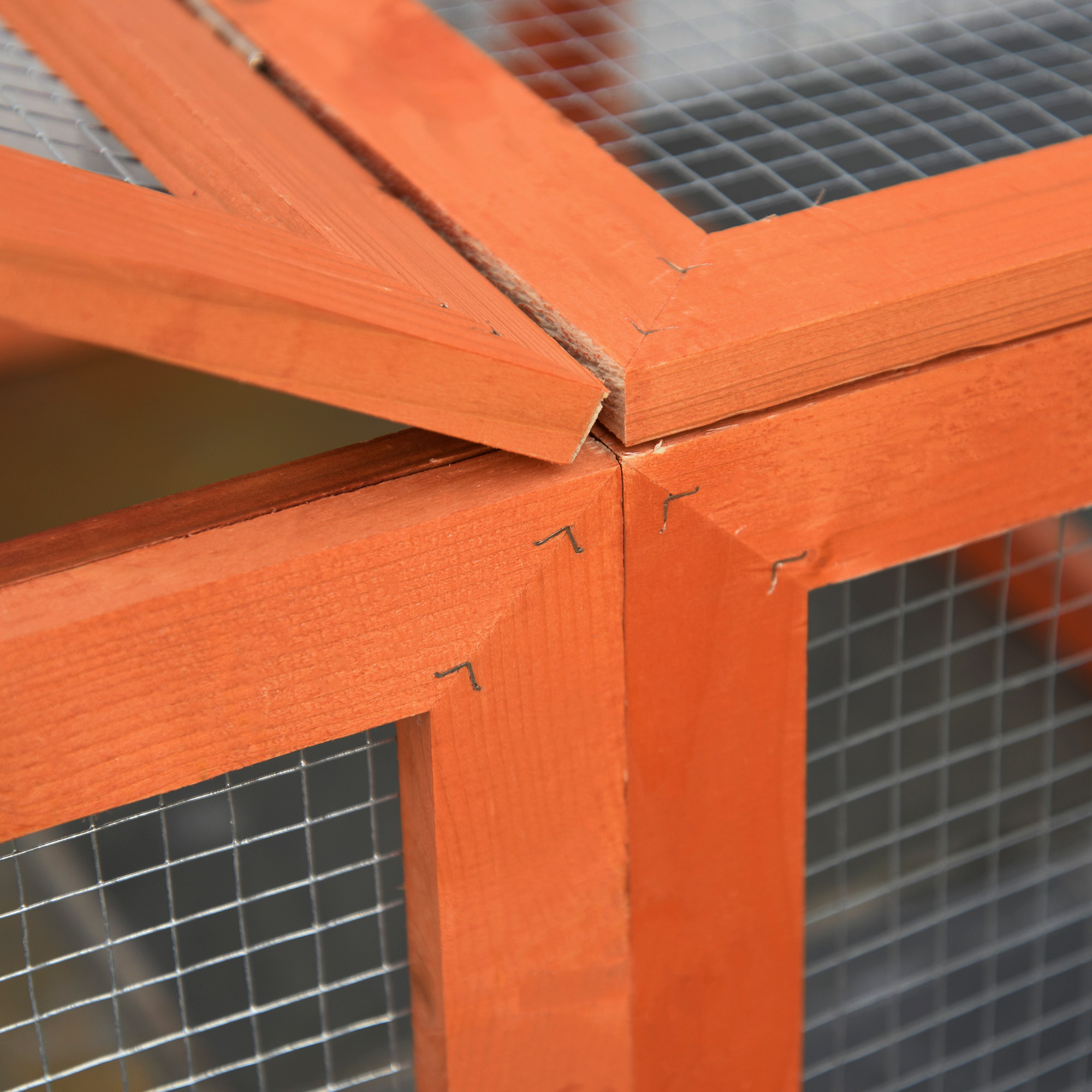 Freilaufgehege für Kleintiere Aufklappbares Dach Tannenholz Orange