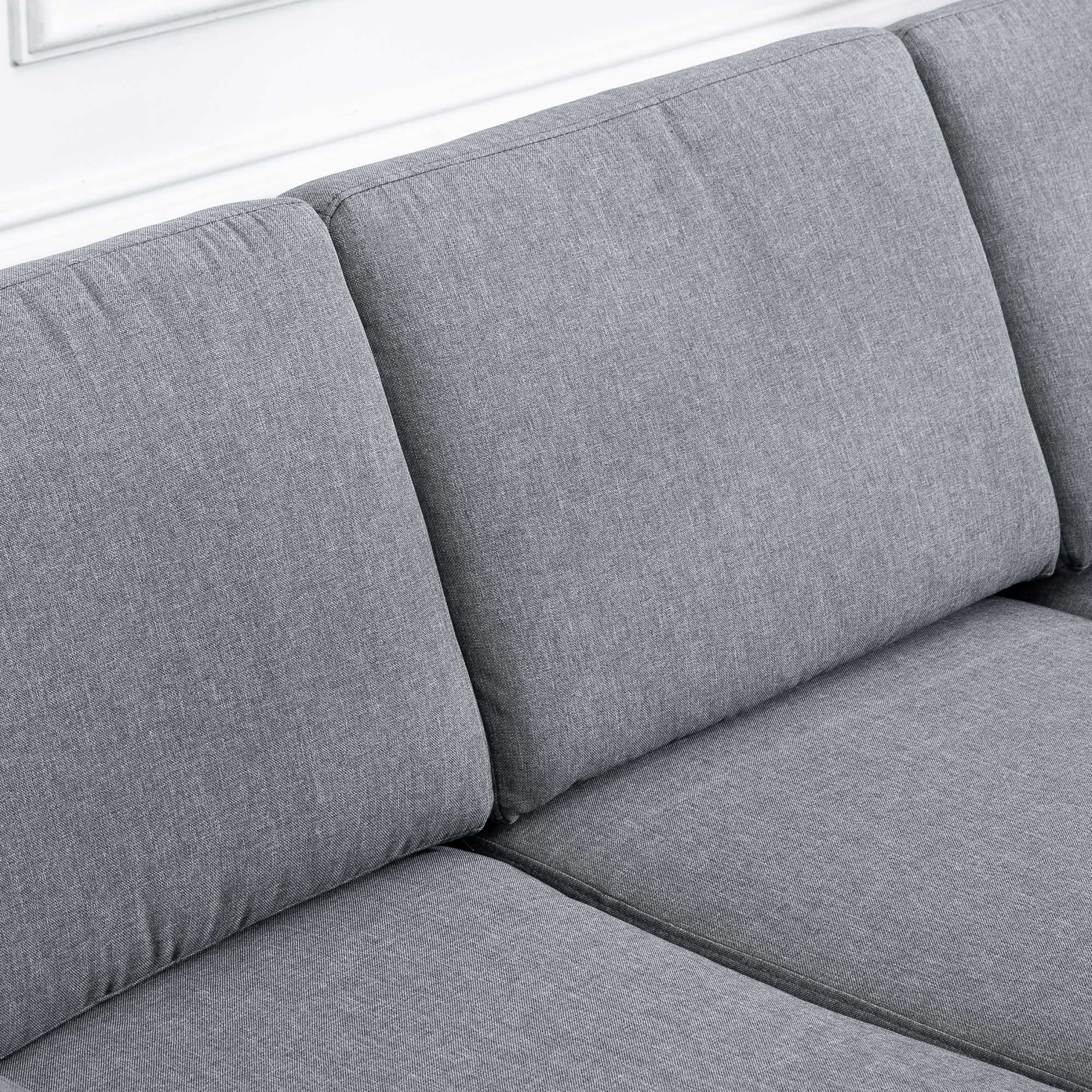 3 Sitzer Sofa Dreisitzer Stoffsofa mit Kissen Armlehne Leinenoptik für Schlafzimmer 200 x 82 x 78 cm Dunkelgrau