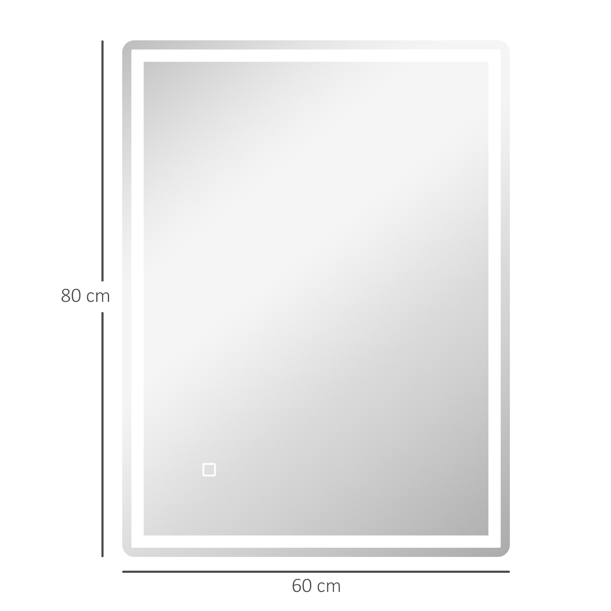 Badspiegel Badezimmerspiegel Wandspiegel LED´s. Ber, gsschalter, Antibeschlagfunktion, 60 x 80 x 4 cm, Weiß