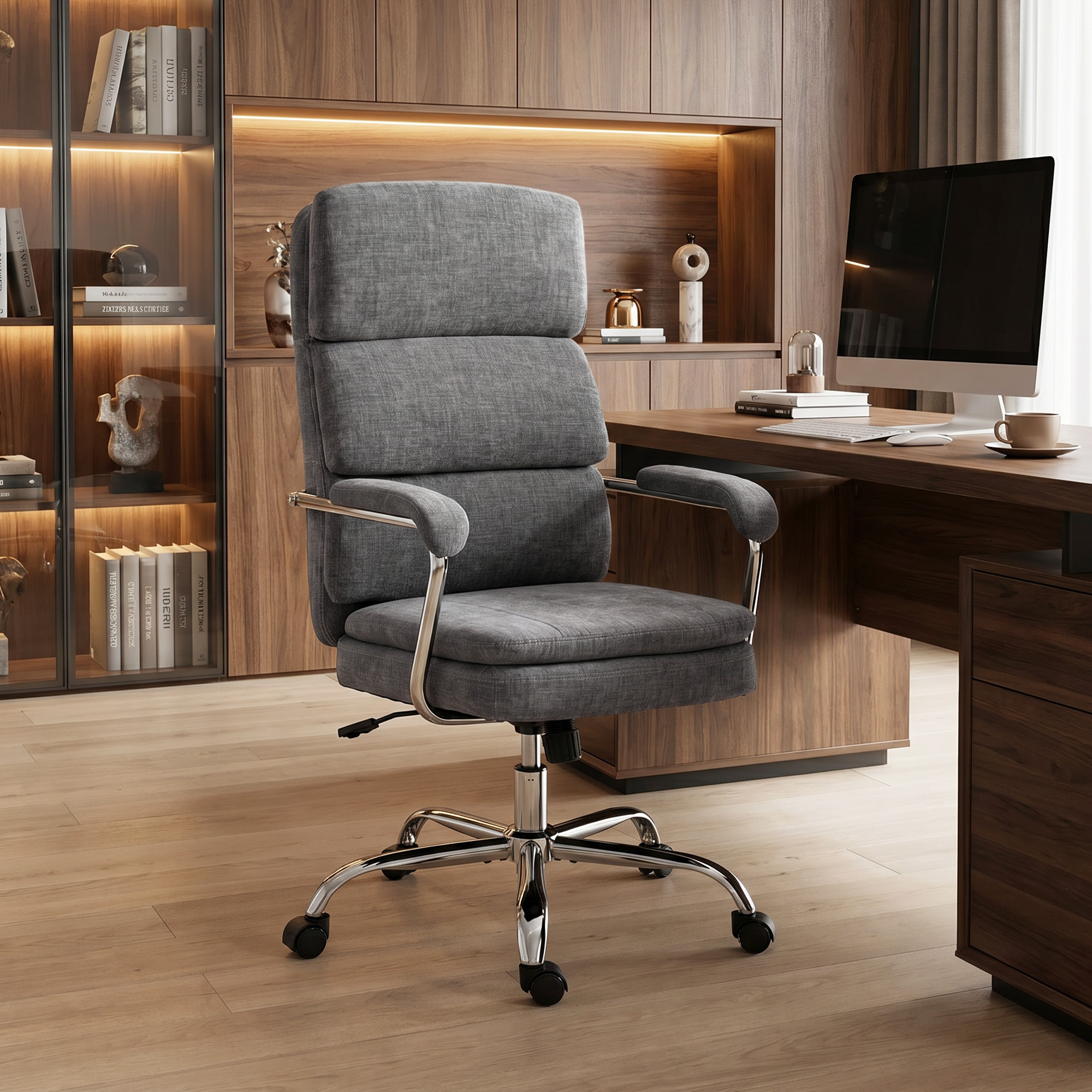 Home Office Bürostuhl, höhenverstellbarer 360° drehbarer Schreibtischstuhl für das Homeoffice, Grau