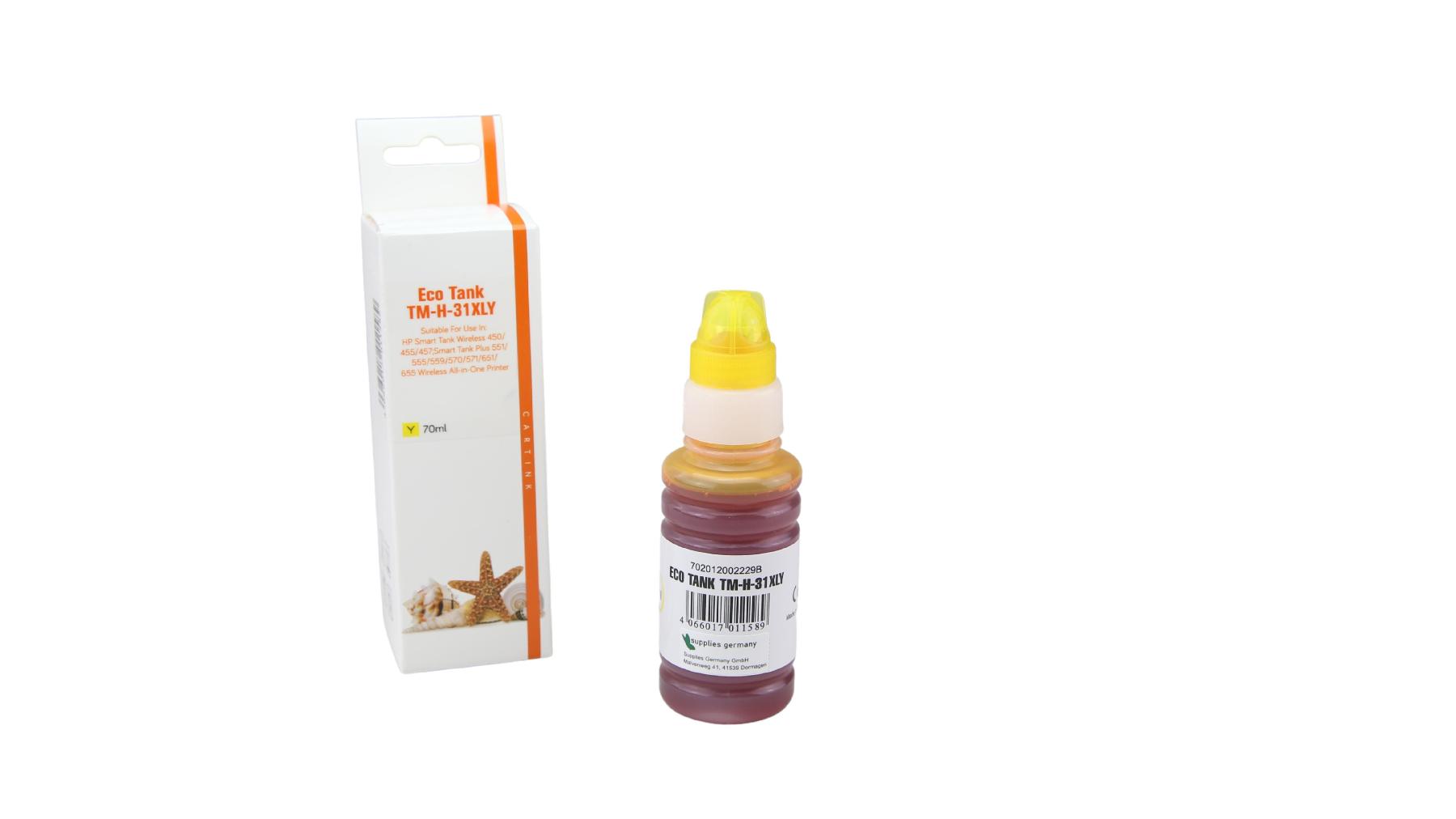 31Y Eco Tank Nachfüllflasche gelb für HP / 1VU28A / 70ml 31Y Eco Tank Nachfüllflasche gelb für HP / 1VU28A / 70ml