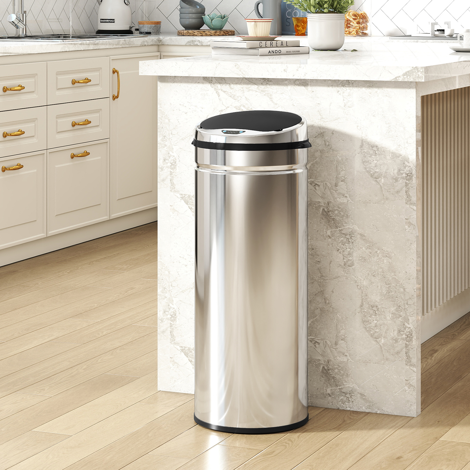 50 L Sensor Mülleimer, Automatischer Abfalleimer, Rostfreier Kücheneimer mit Infrarotsensor, für Küche, Esszimmer