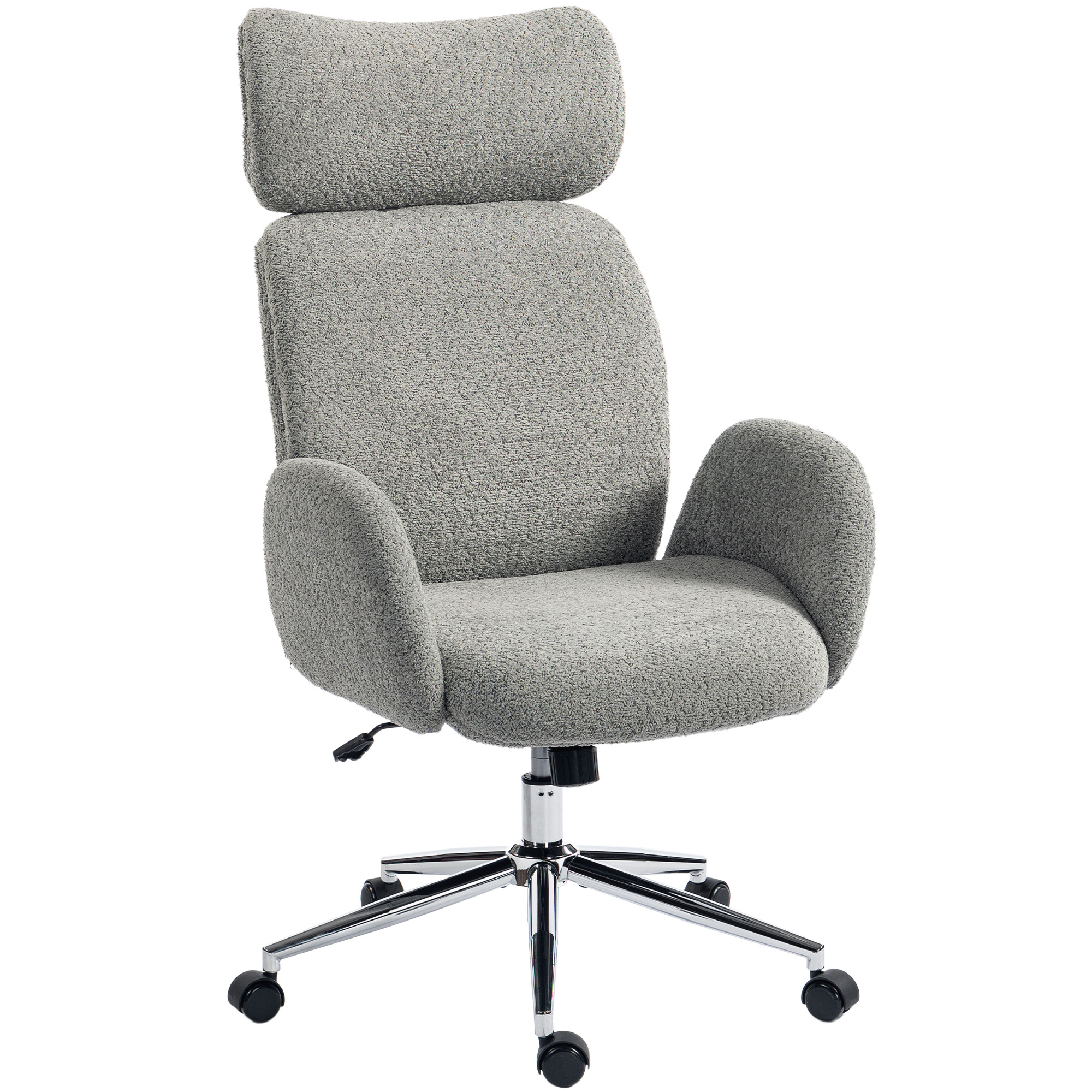 Bürostuhl mit verstellbarer Kopfstütze, ergonomischer Schreibtischstuhl, Kippfunktion, höhenverstellbar, Dunkelgrau