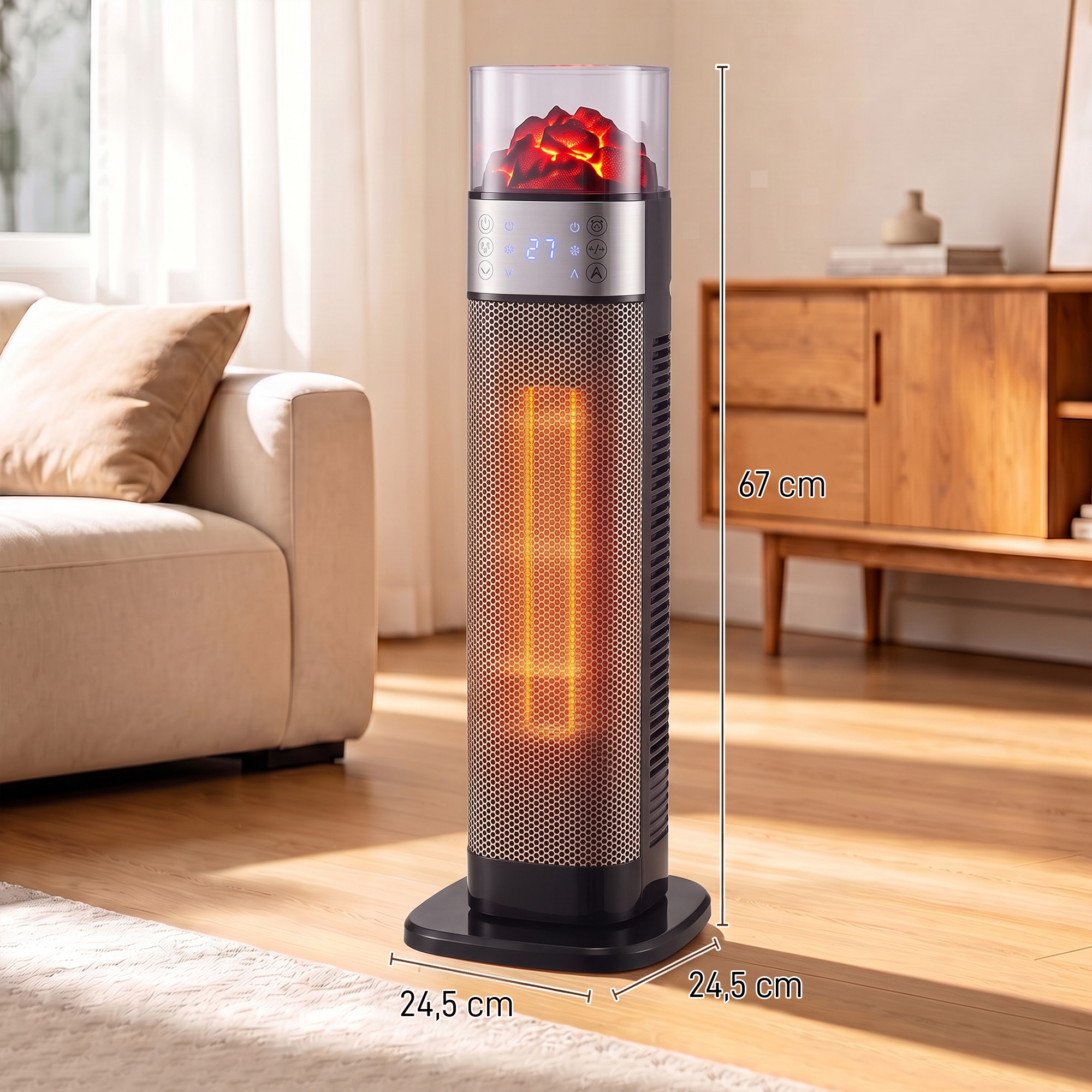 Keramik Heizlüfter 2000W Thermostat elektrische Heizung Fernbedienung Schwarz