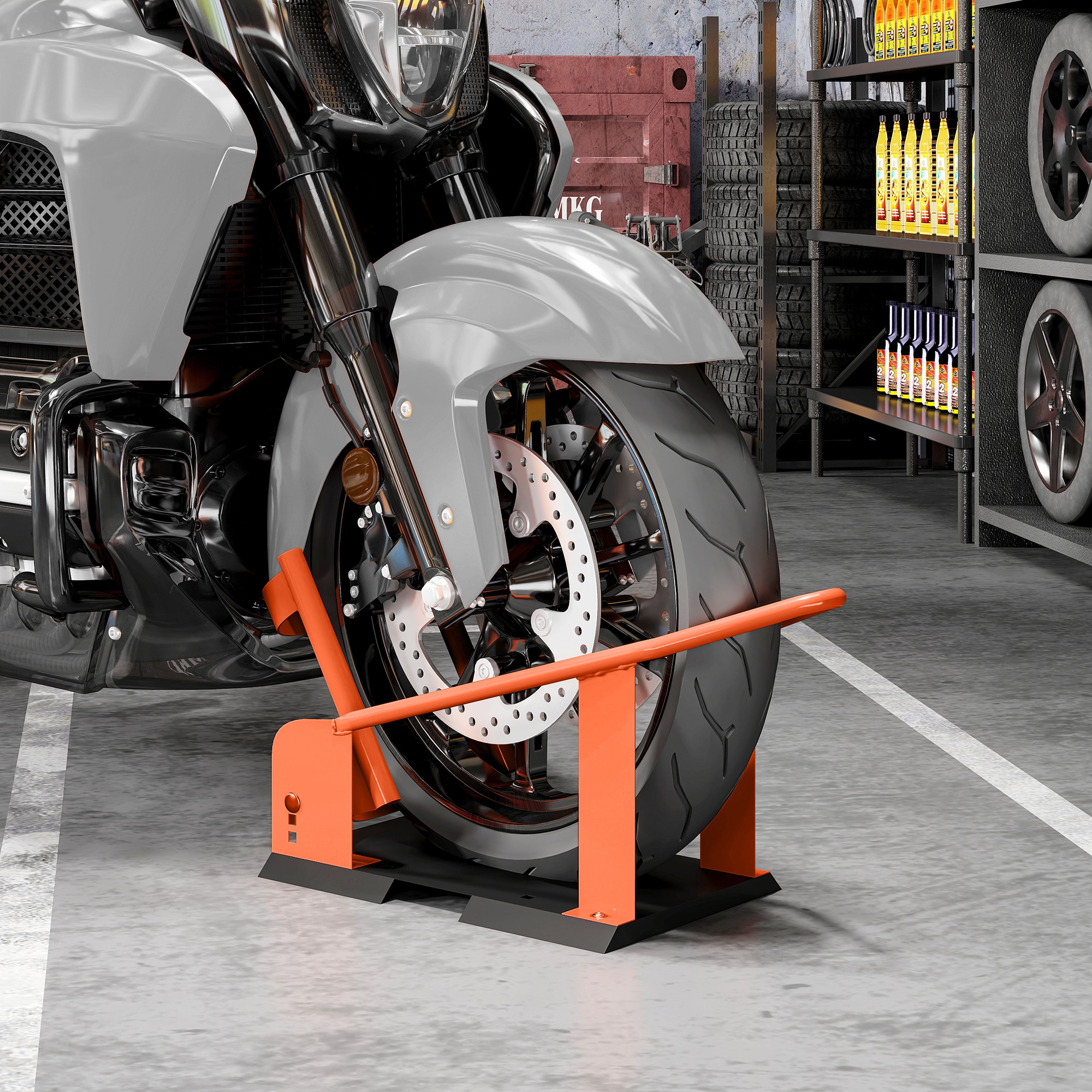 Motorradständer für 15-21", 381-533,4 mm Vorderrad, einstellbare Motorradwippe 816,5 kg Tragkraft Orange