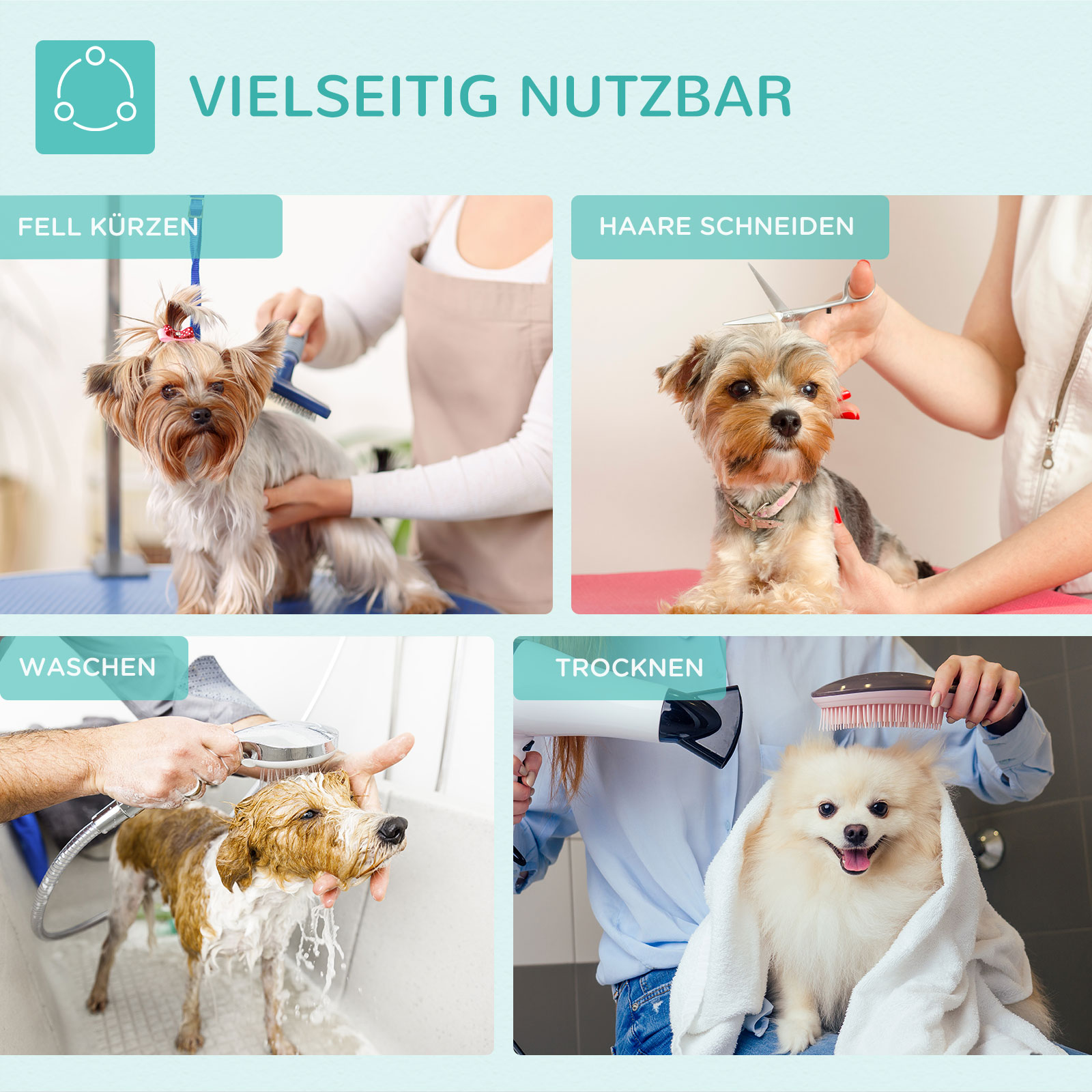 Trimmtisch klappbar Tierpflegetisch Schertisch Pflegetisch für Hunde Katzen Metall Schwarz 81 x 48,5 x 80 cm