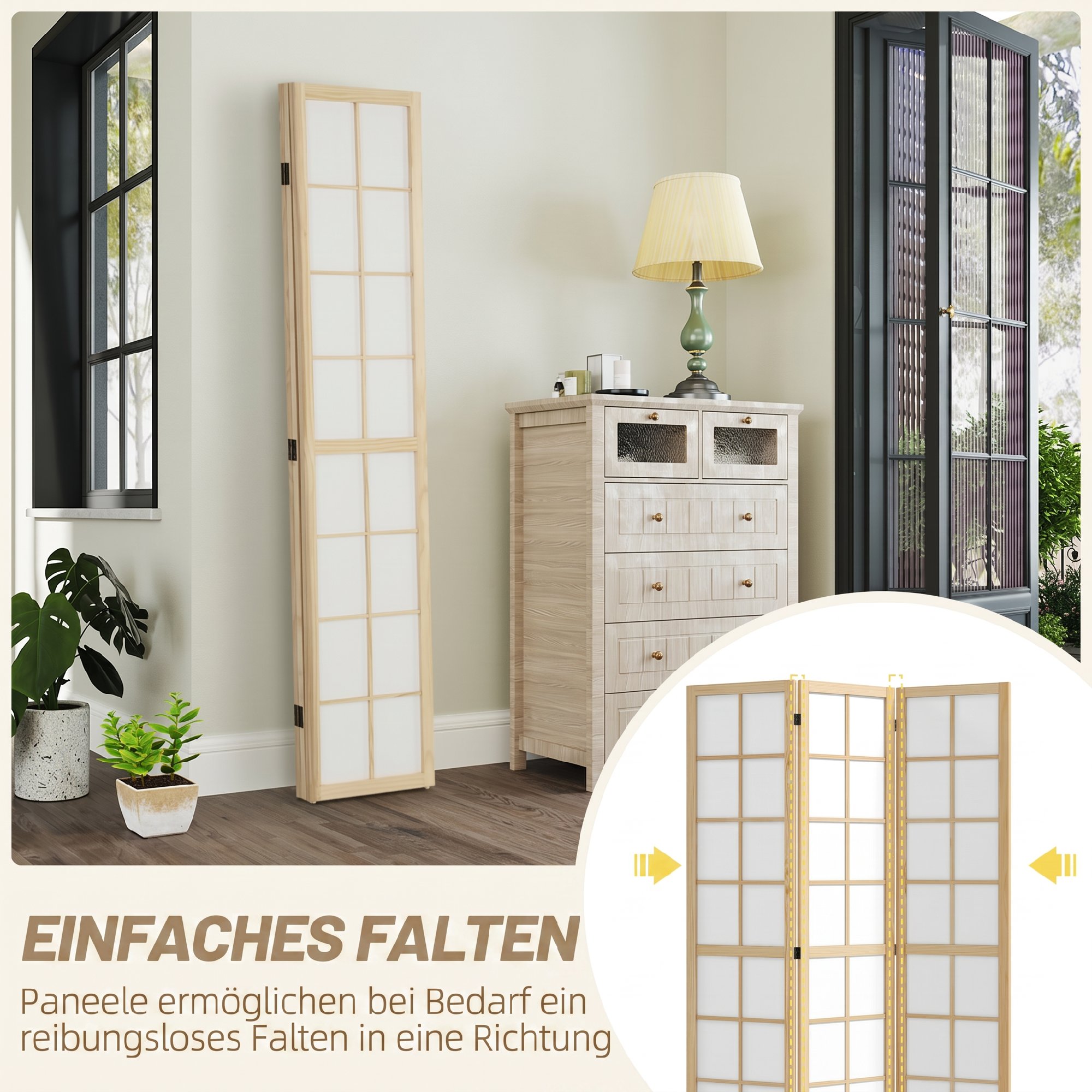 Faltbarer Raumtrenner, freistehender Sichtschutz für Wohnzimmer, Schlafzimmer, Büro, 120 x 170 cm