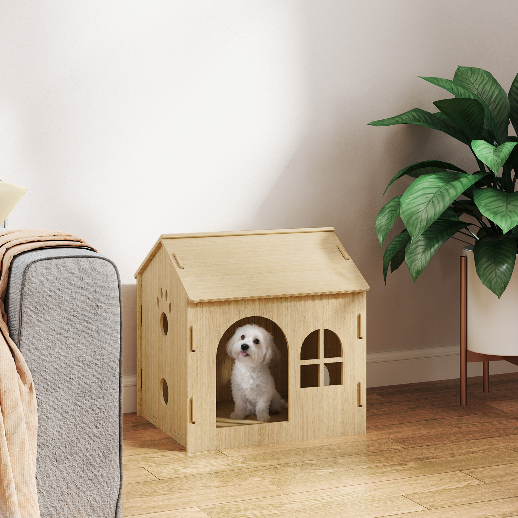 Hundehütte/Katzenhaus für Indoor, niedliches Design, 50 x 41 x 51 cm