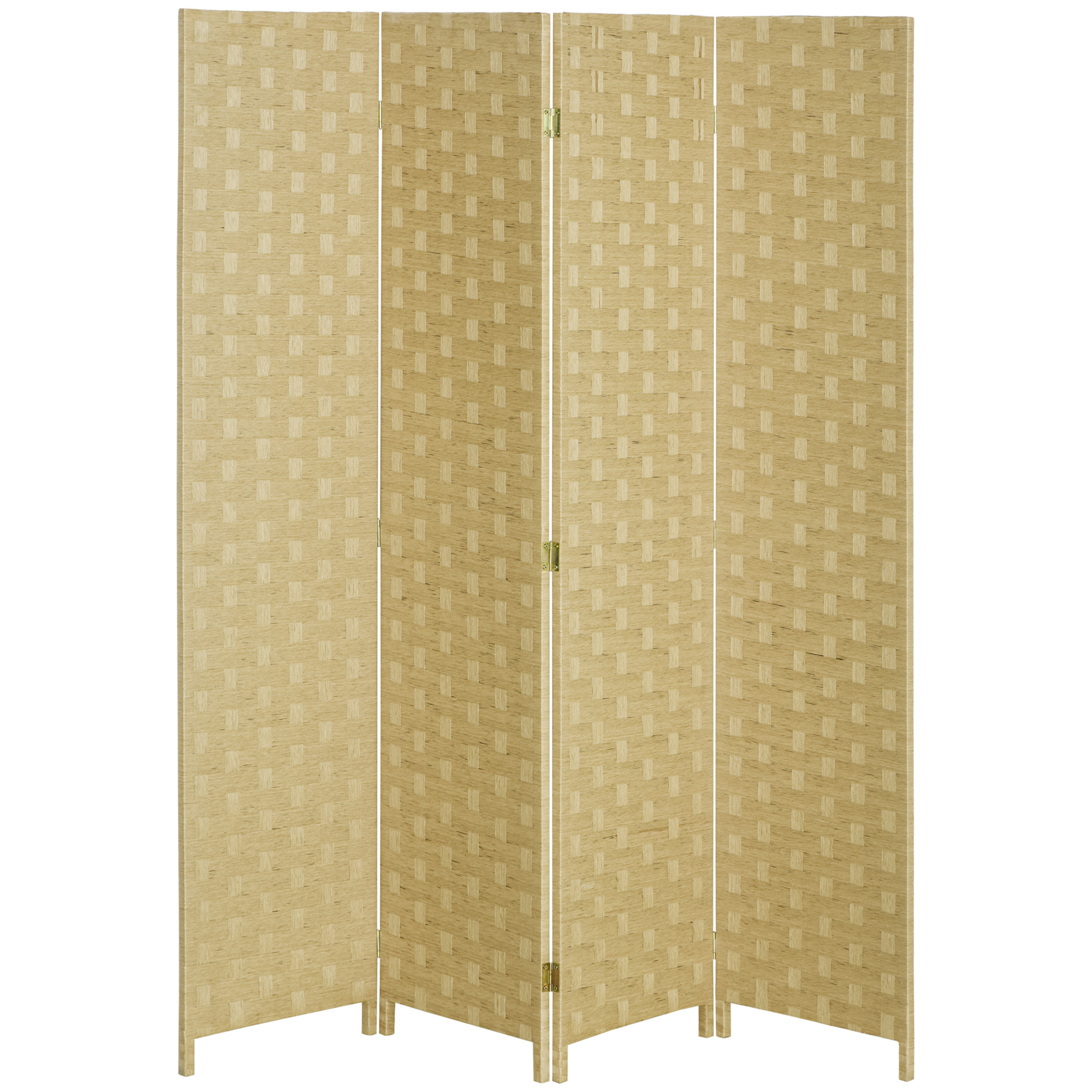 Paravent 4-teilig 159,5x169,5cm Raumteiler aus Wellenfaser für Wohnzimmer Braun