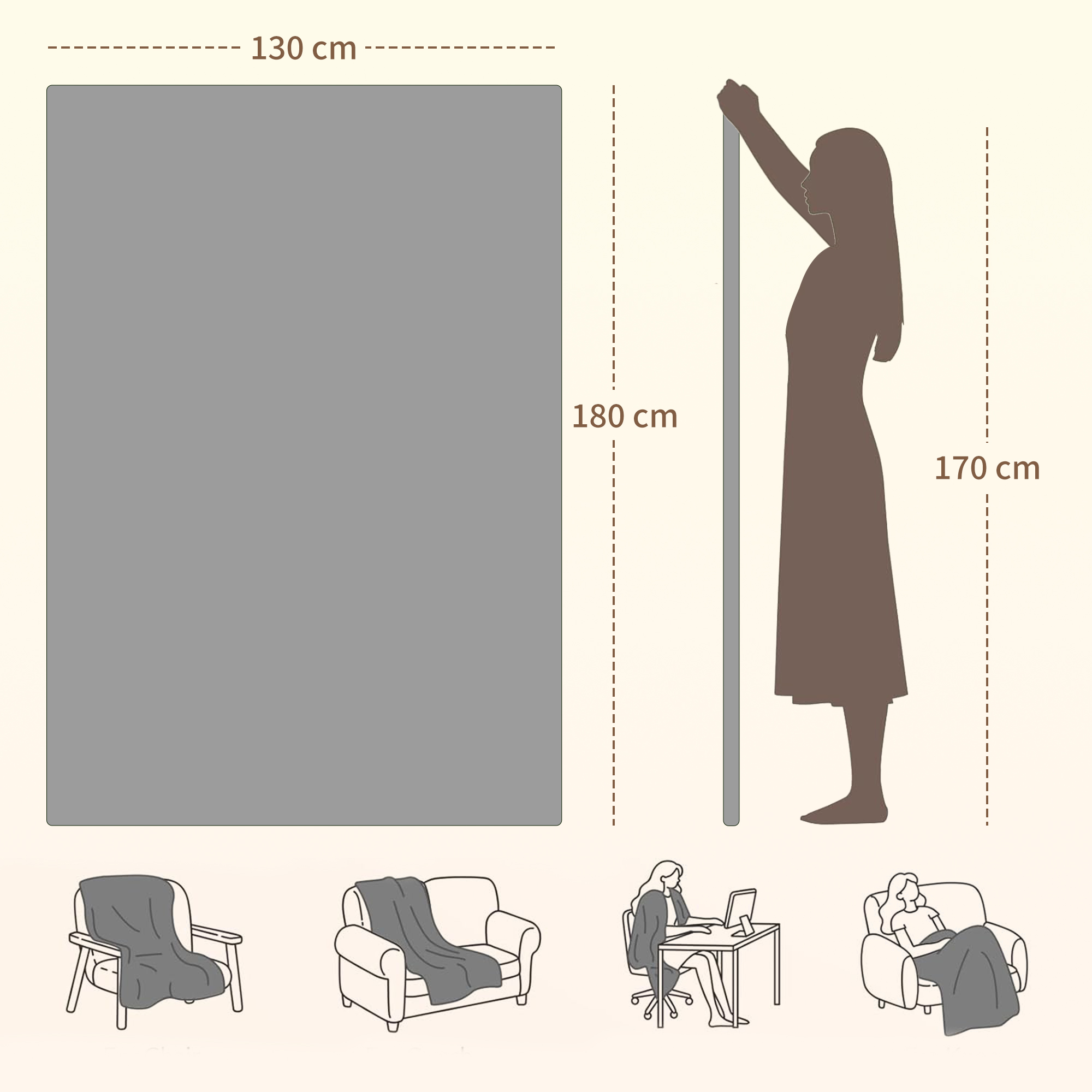 Heizdecke 180 x 130 cm Elektrische Wärmedecke mit 10 Heizstufen, 10 Stunden Timer Überhitzungsschutz LED Anzeige