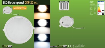 LED Licht-Panel "CKP-22 CCT" / 230V, 22W, 3000/4000/6200K, Ø 223mm