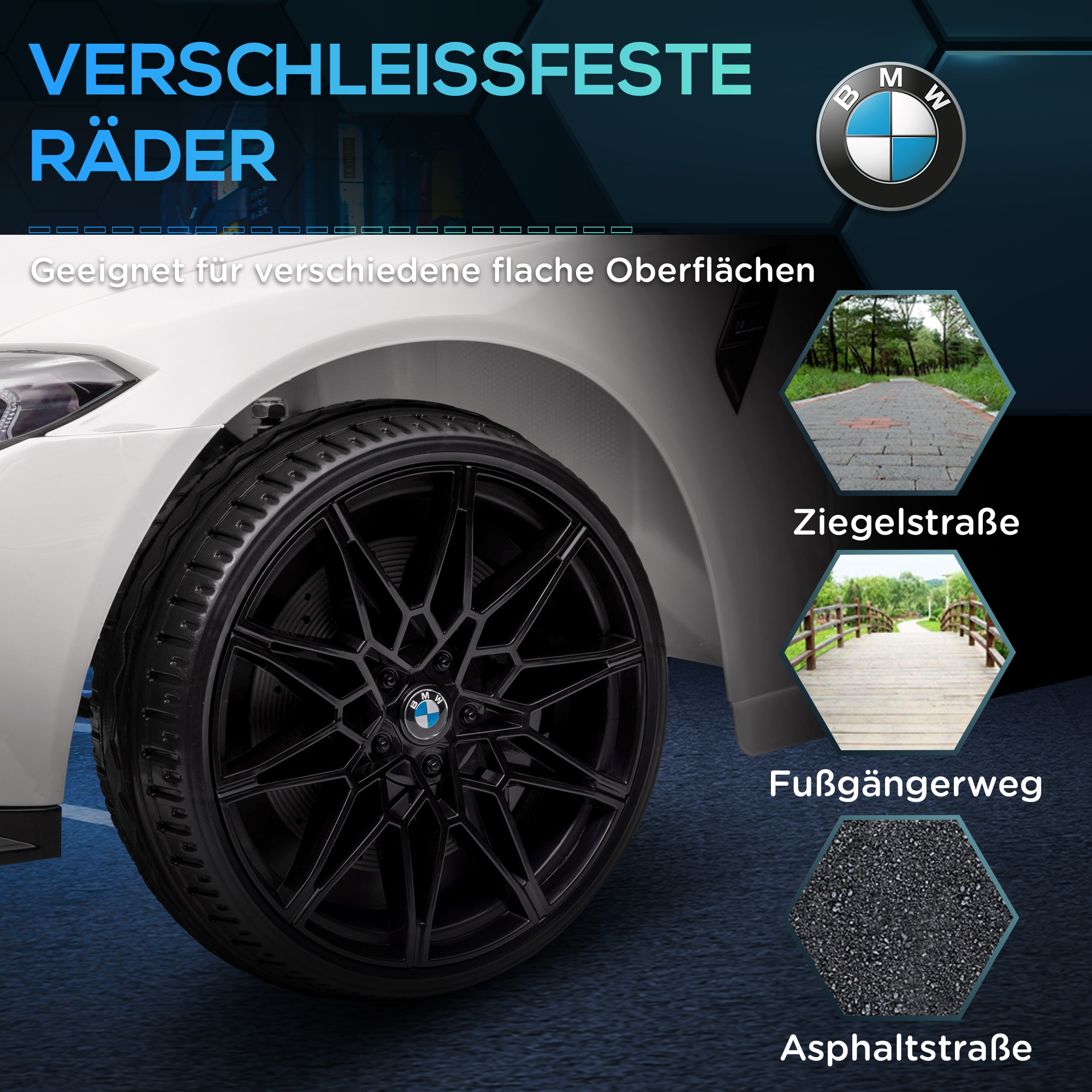 Elektro-Kinderauto BMW M4, Sound & Licht, 3-5 km/h, inkl. Fernsteuerung, für 3-5 Jahre, Weiß