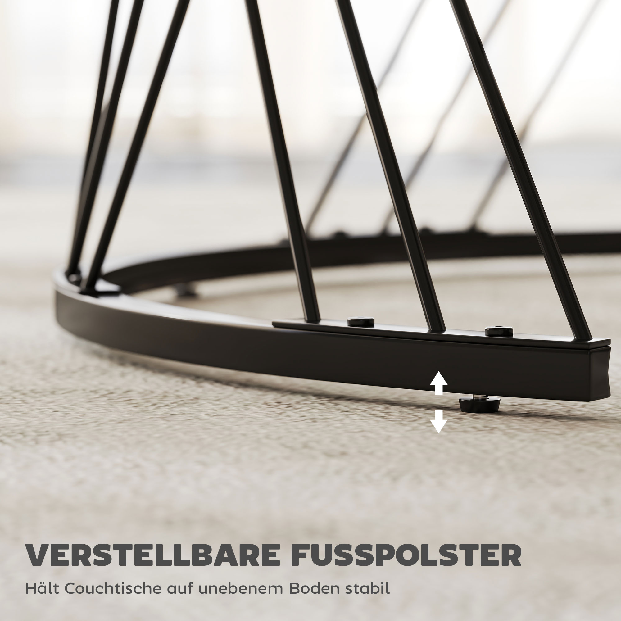 Couchtische im 2er-Set, Marmoroptik, Spanplatte, Metall, runde Kaffeetische für Wohnzimmer, ineinanderstellbar, Weiß