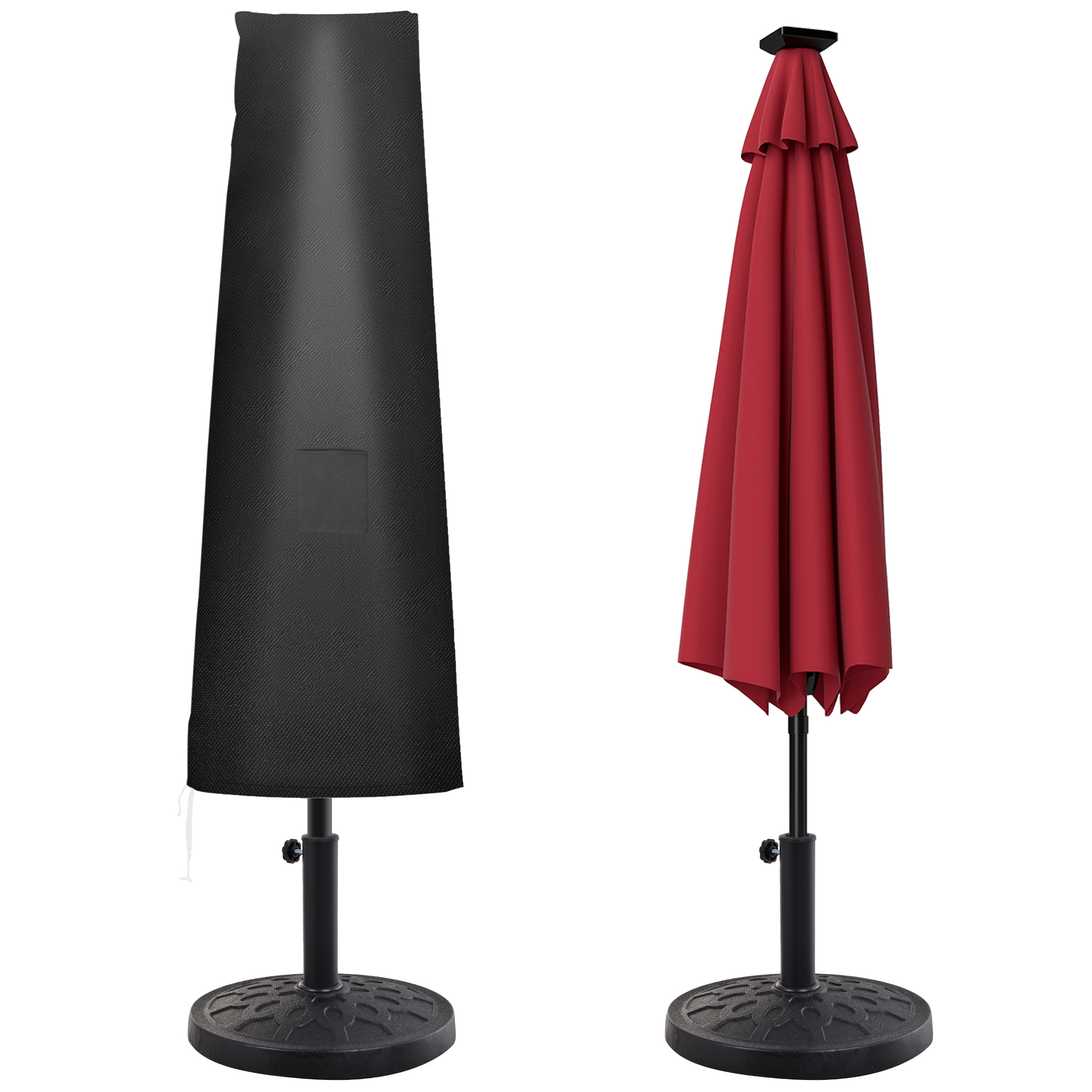 Schutzhülle für Sonnenschirme, Abdeckung für Sonnenschirme, wetterbeständig, mit Seitentasche, Schwarz