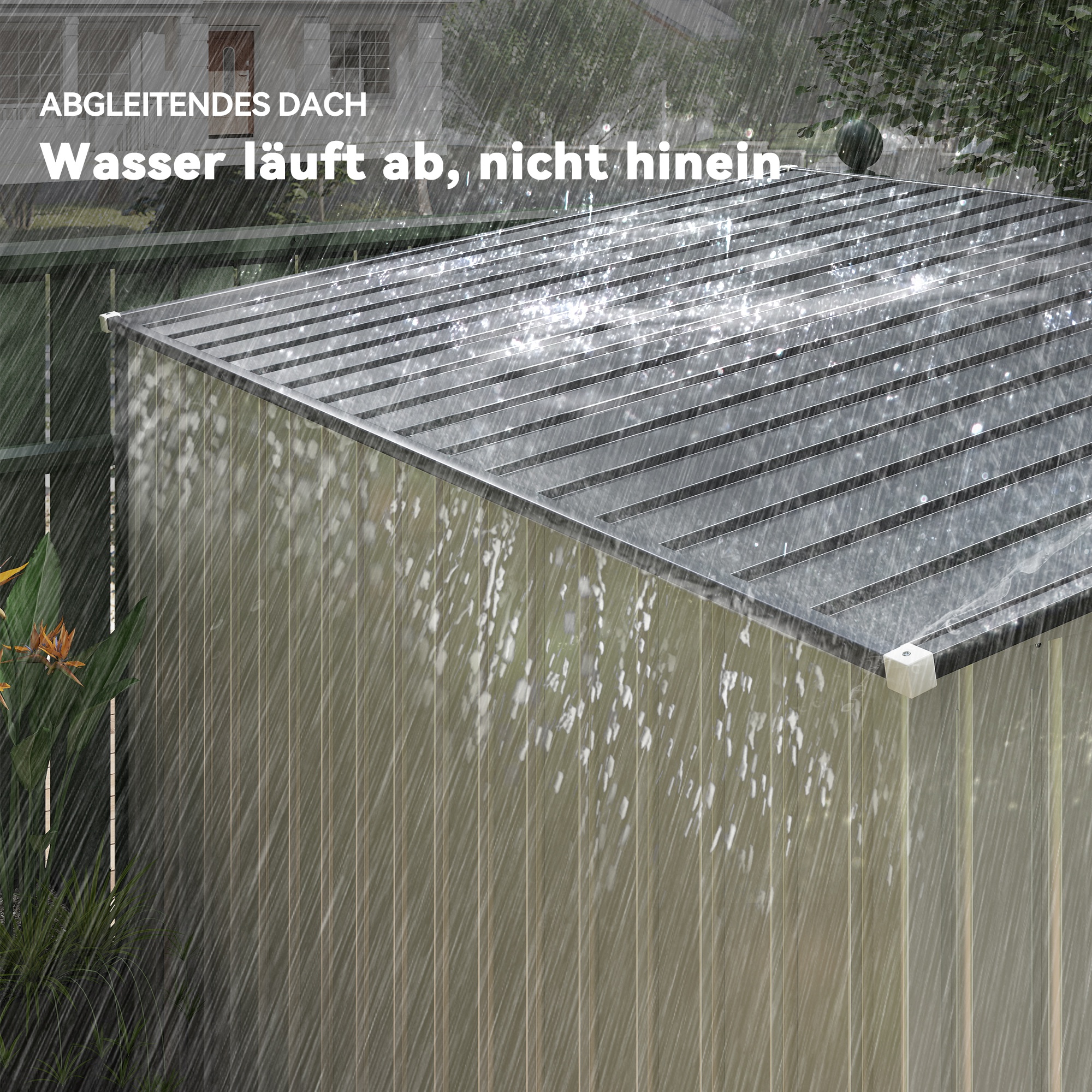 Metall Gerätehaus 2,81m² 154x206,5x181 cm Geräteschuppen mit Pultdach Fundament