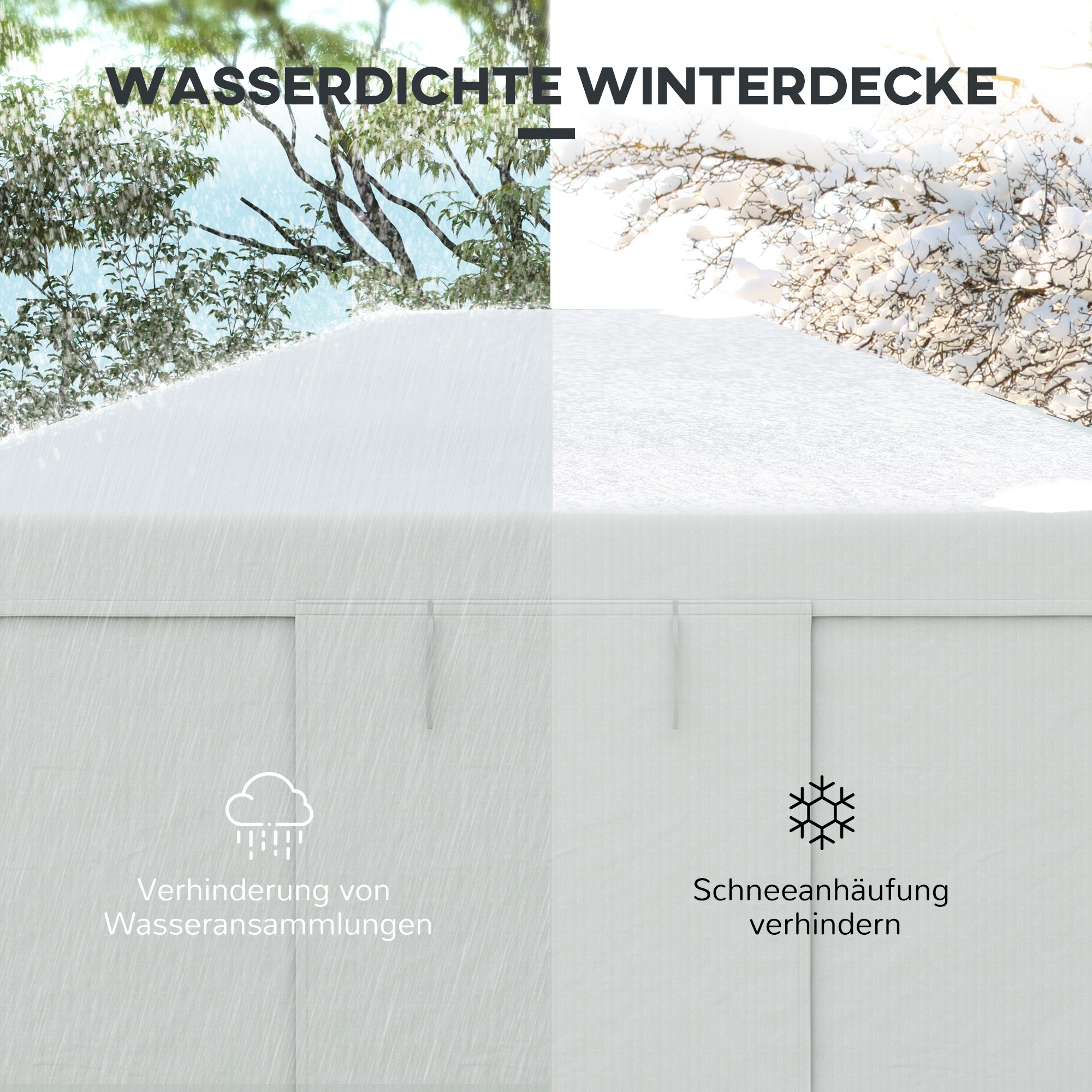 Pavillon-Ersatzdach Ersatzvordach, wetterbeständig, 360  x 300 x 270 cm, Weiß