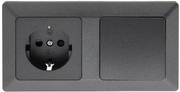 MILOS Set Steckdose + Schalter + Rahmen, 250V~/ 16A, Steckanschluss, Anthrazit