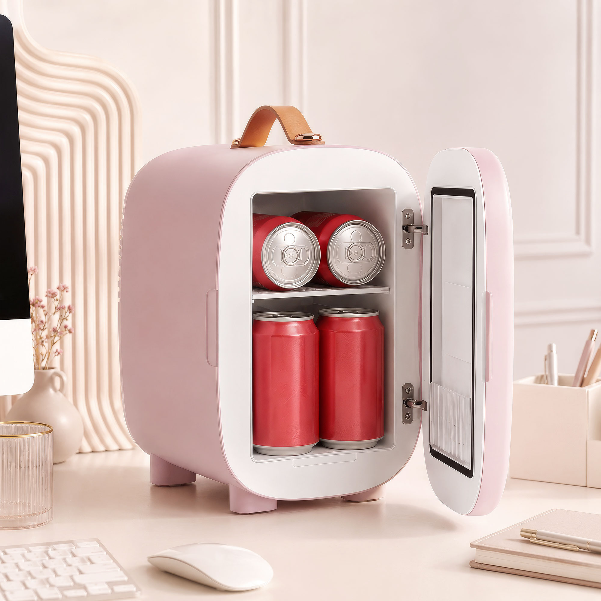 Mini Kühlschrank Kühlschrank Beauty Fridge, 4 L Fassungsvermögen, 20,3 x 26,3 x 28 cm, Rosa