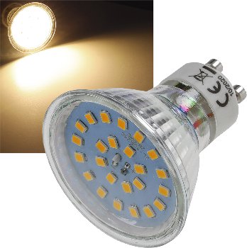 LED Strahler GU10 "H55 SMD" / 120°, 3000k, 444lm, 230V/4W, warmweiß