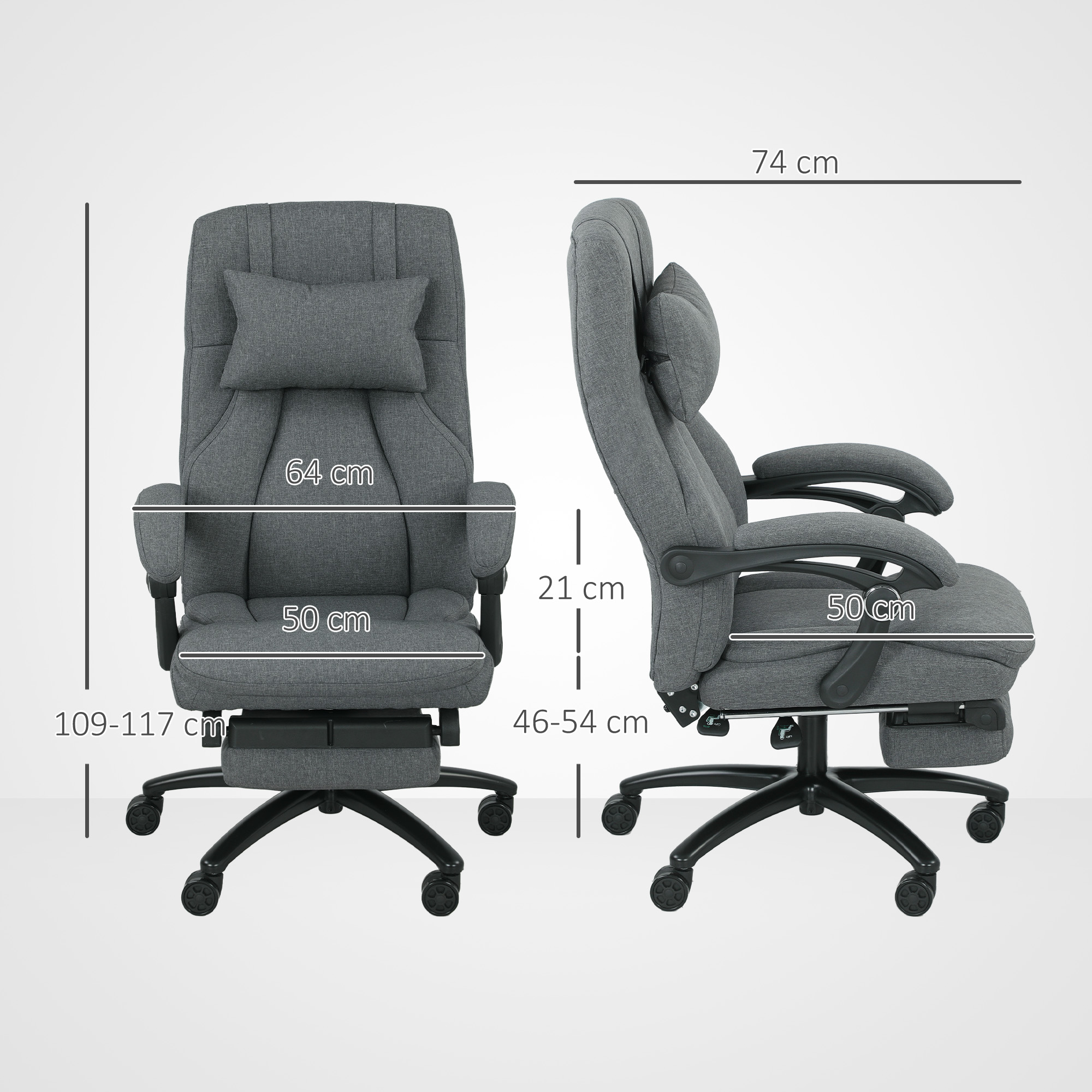 Massage-Bürostuhl, USB-Schnittstelle, schwenkbare Räder, Dunkelgrau