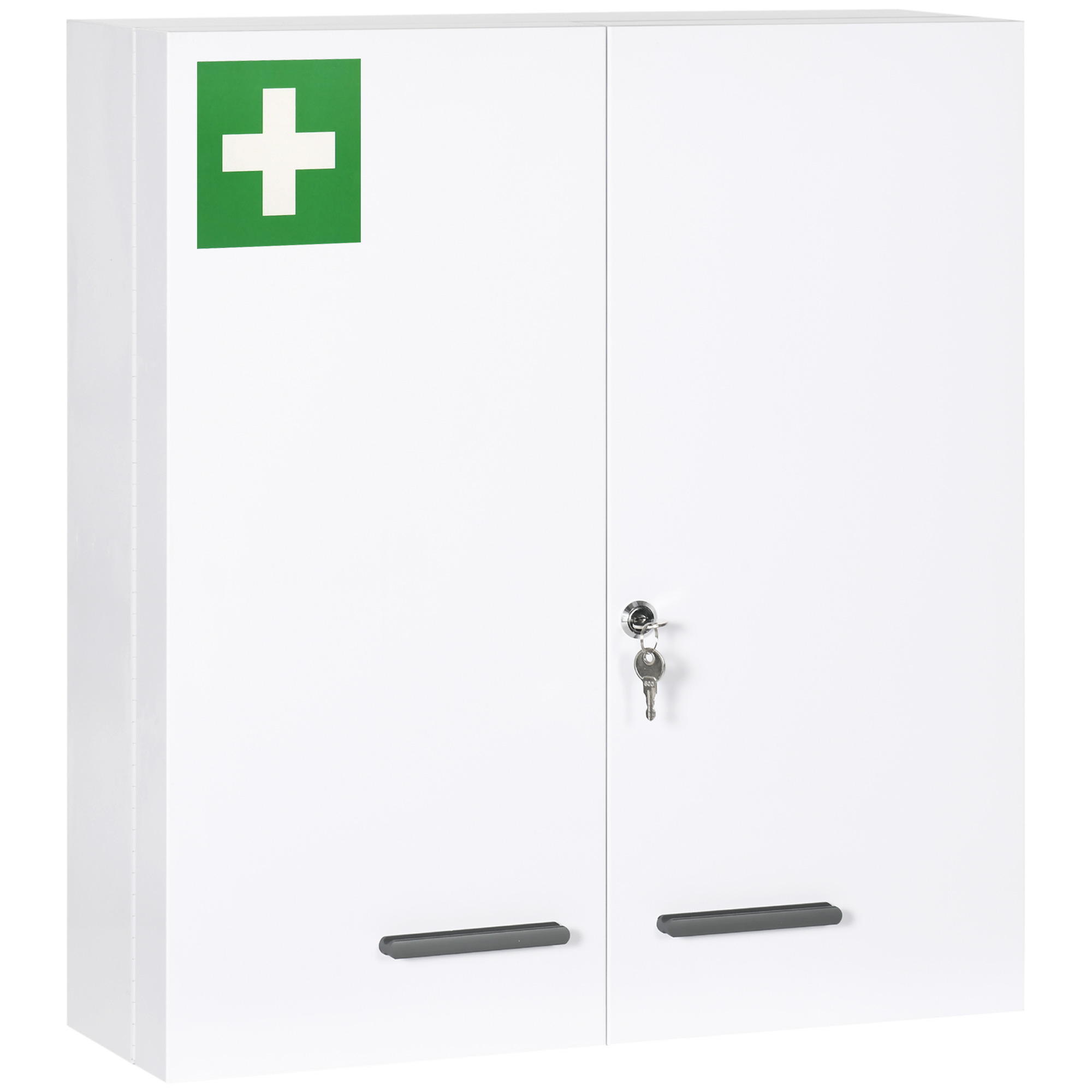 Medizinschrank, 6 Innenfächer, abschließbar, 2 Türen, stabiles Stahlgehäuse, weiß, 55 x 18 x 60 cm