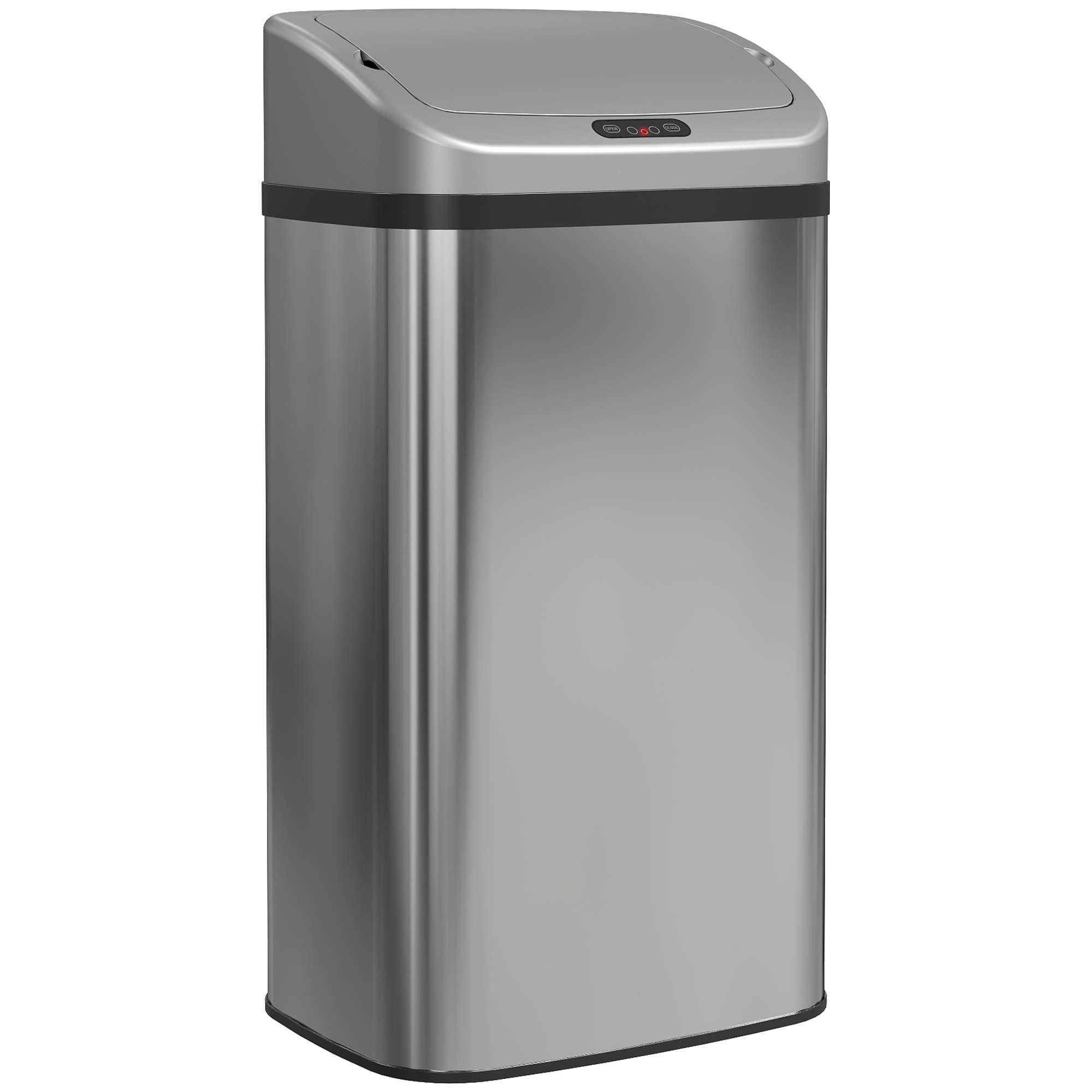 48 L Sensor-Mülleimer für Küche oder Büro, automatische Schließ-Funktion, Edelstahl, Silberton