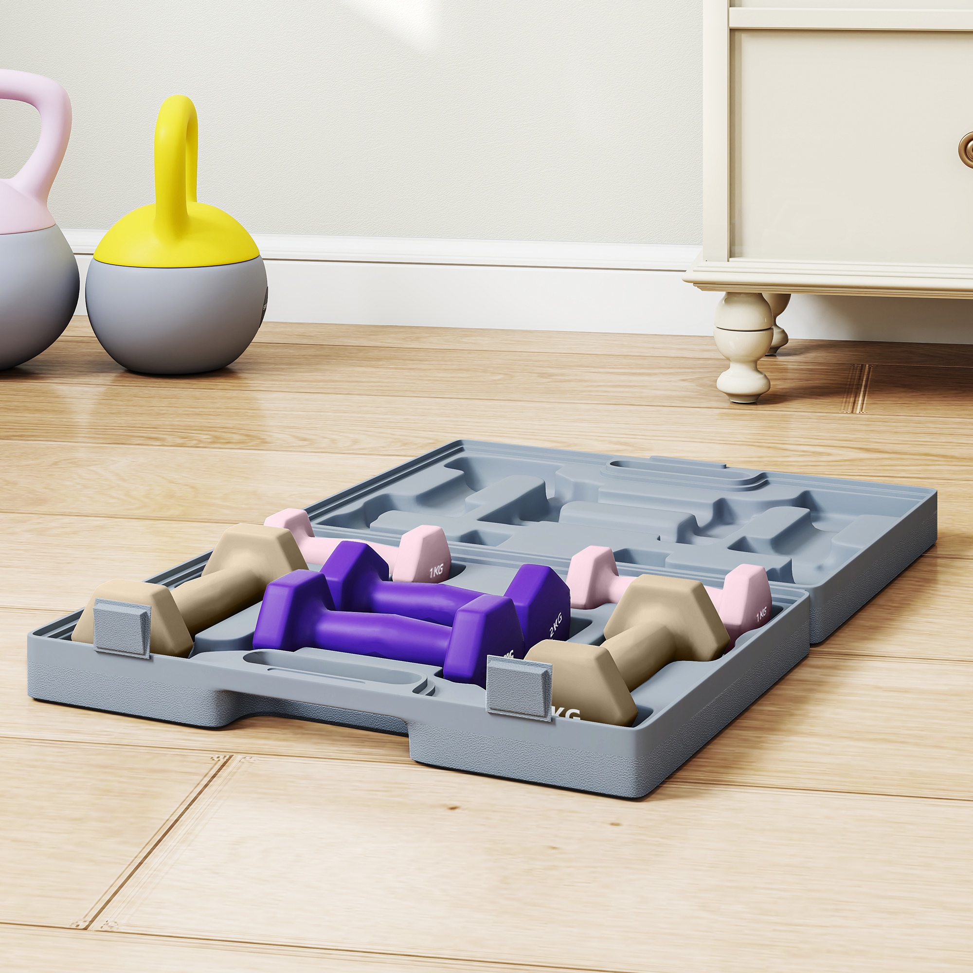 Hantelset, 6er Set Hanteln mit Gewichten, Kurzhantelset aus Stahl, 1kg, 2kg, 3kg