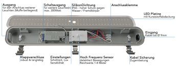 LED Deckenleuchte "HORTA", 60cm, IP65 / HF-Bewegungsmelder, 18W, 1562lm, 4000K