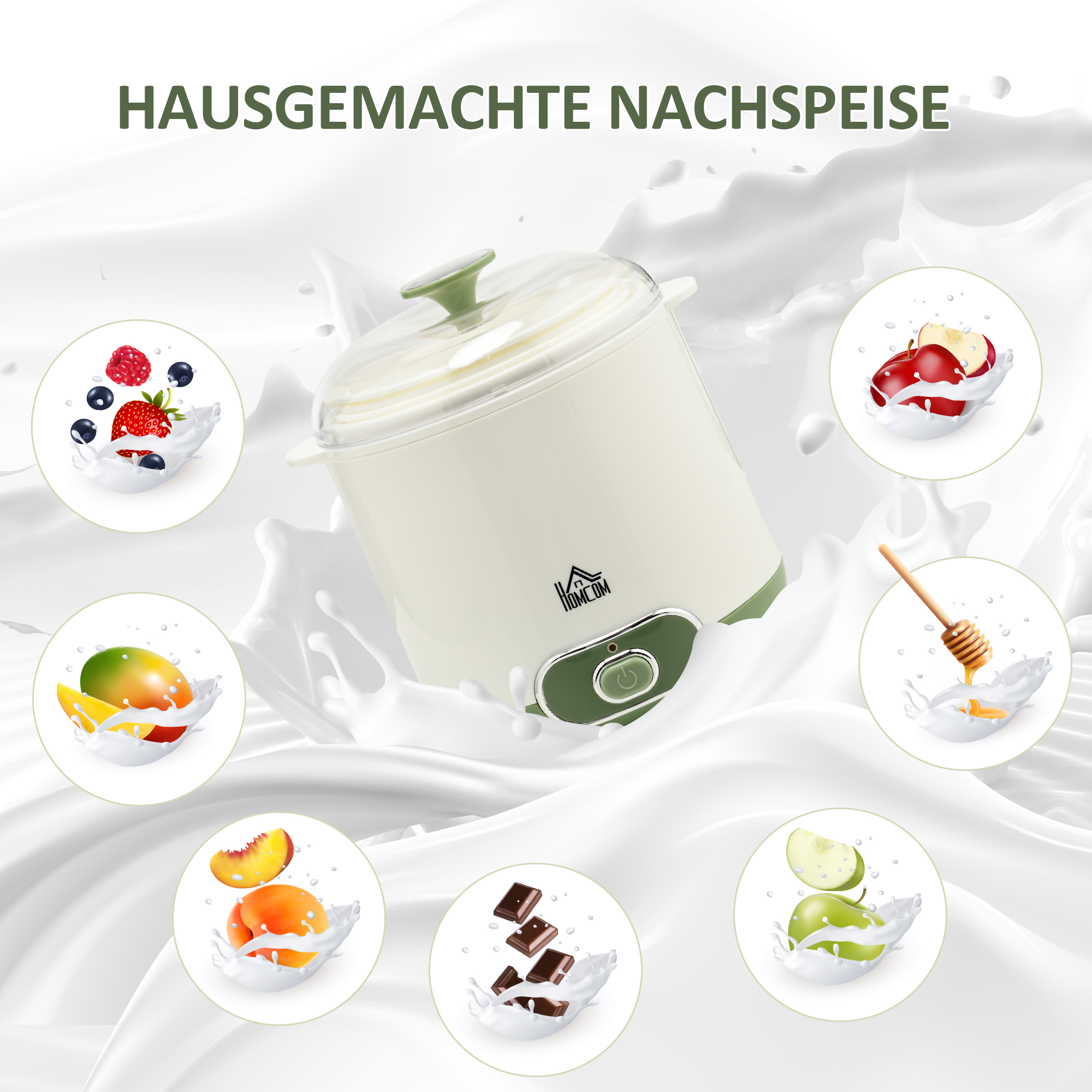 Joghurtbereiter, 1,5 L Joghurtmaschine mit Sieb, Deckel, 20 W Joghurt-Maker für griechischen Joghurt, für 3–5 Personen, 19,5x17,5x21,4 cm, Weiß