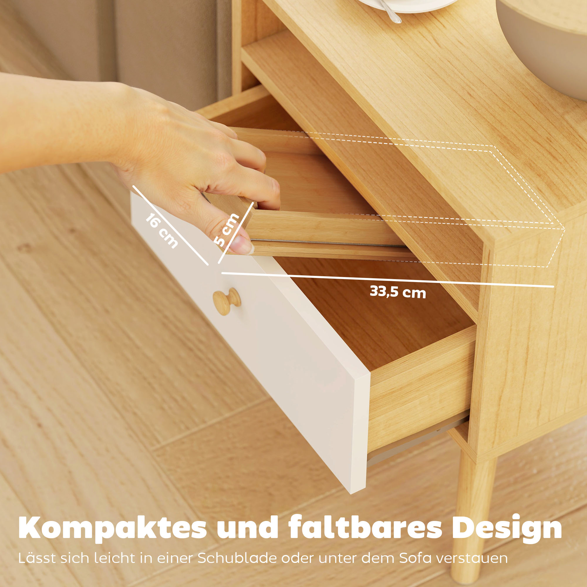 Armlehnen-Tablett für Sofas, für Getränke, Snacks, Fernbedienung, Bambusholz