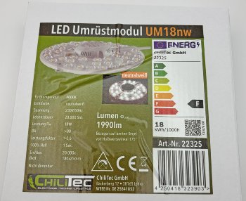LED Umrüstmodul "UM18nw" für Leuchten / Ø180mm, 18W, 1990lm, 4000K, Magnethalter