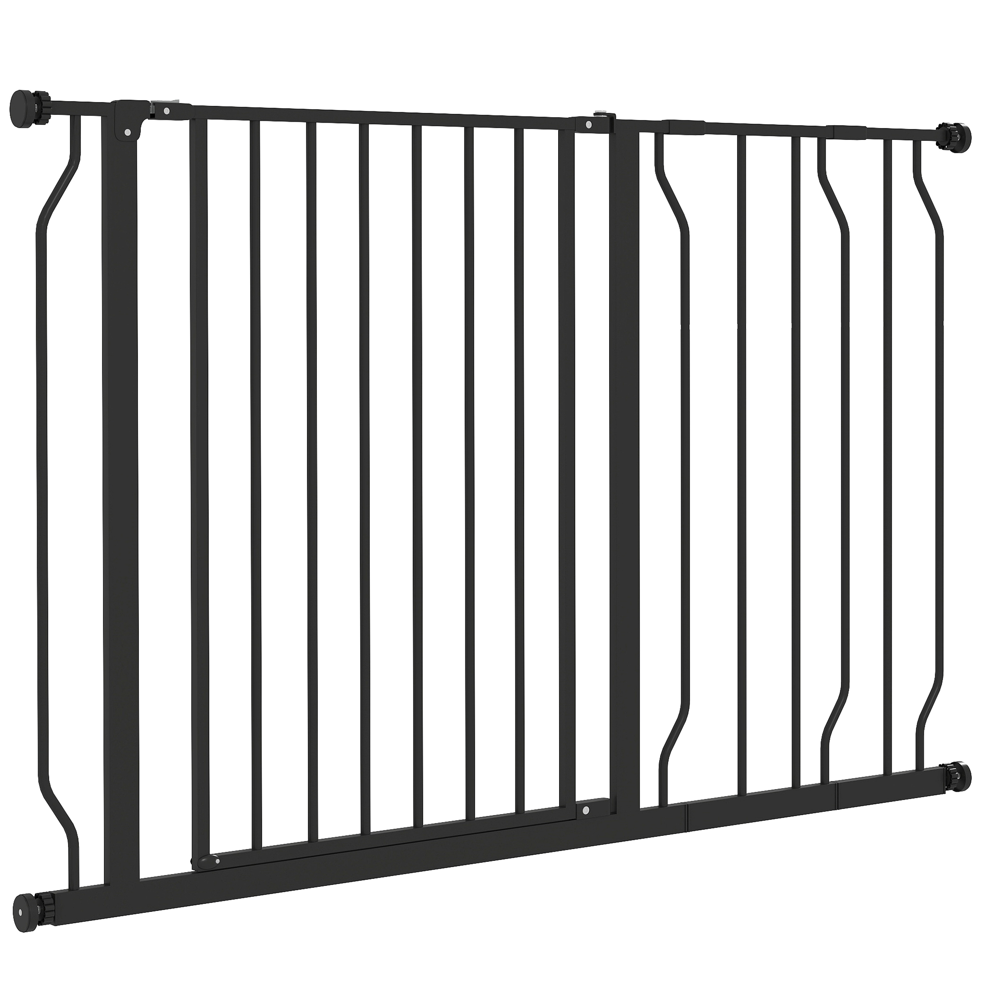 Hunde-Absperrgitter, Klemmmontage, verstellbare Länge, Stahl/ABS, 75-115 x 76cm, Schwarz