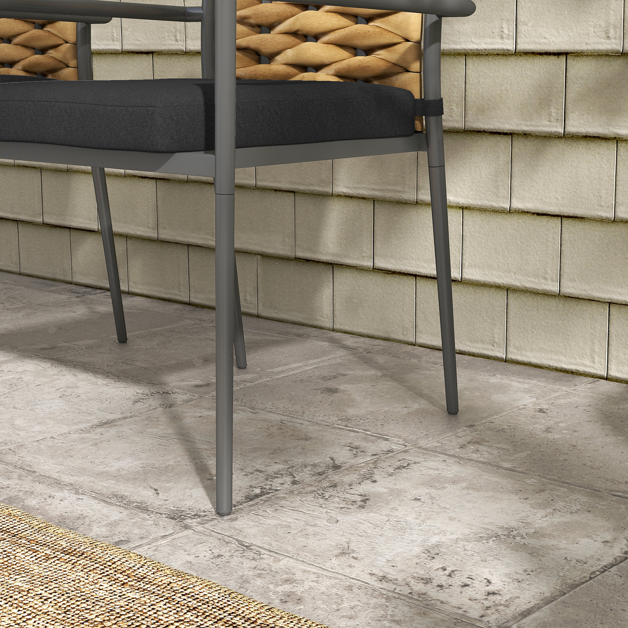 Gartenstühle Outdoor-Stühle Terrassenstühle, wetterbeständig, modernes Design, 57 x 58 x 87cm, Braun+Schwarz+Grau